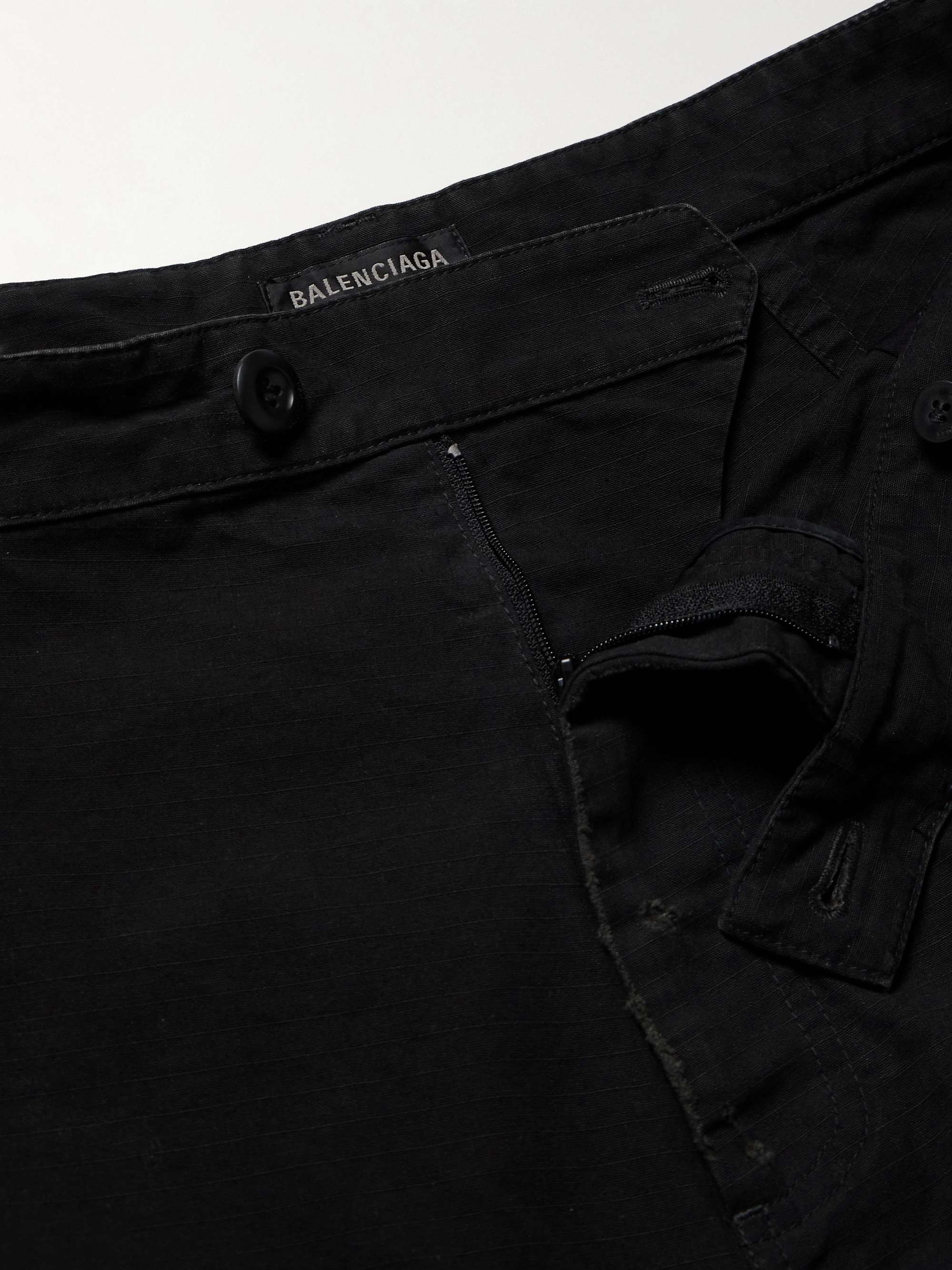 Wide-Leg Distressed Cotton Cargo Trousers view