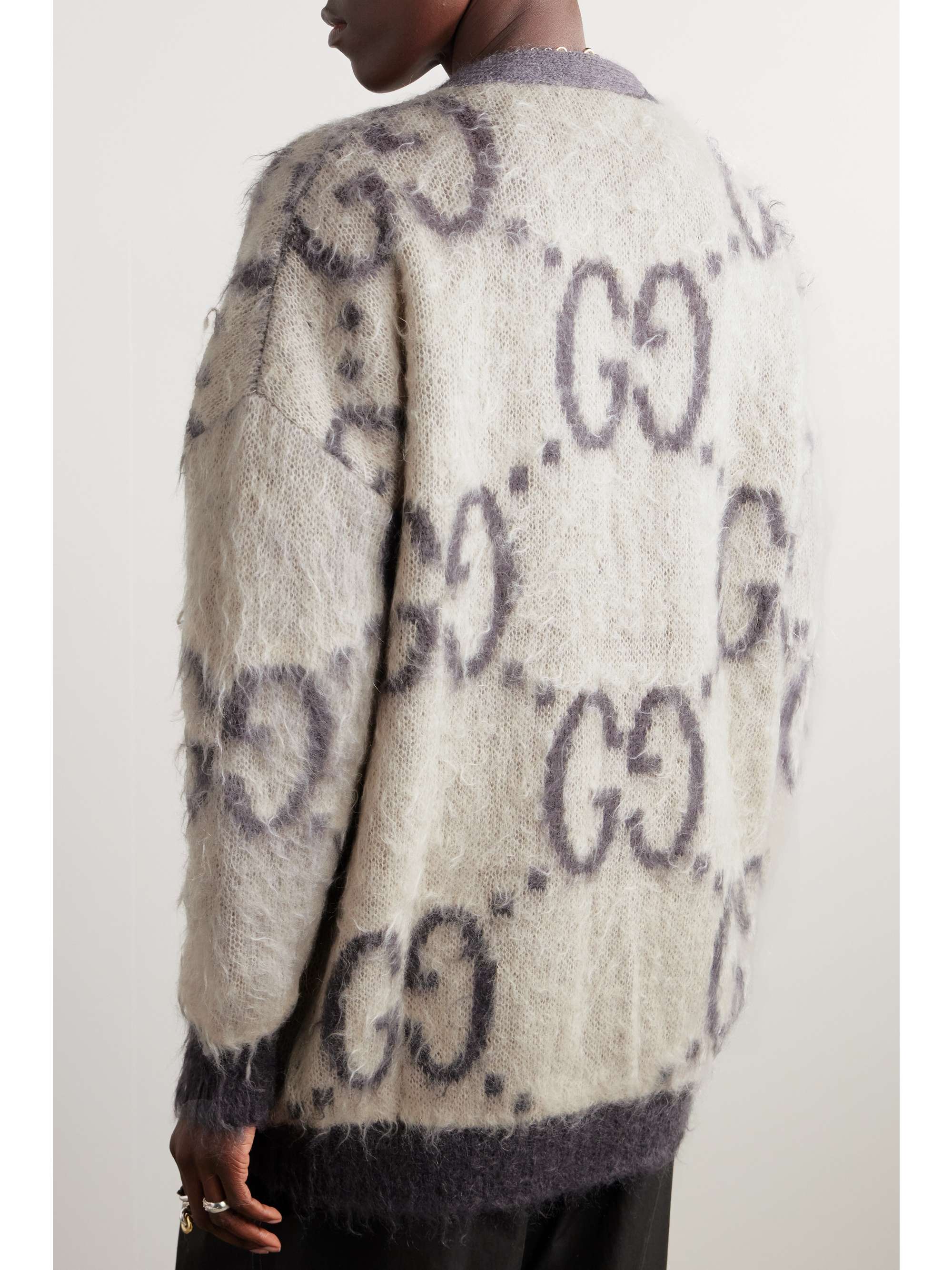 Oversized reversible intarsia mohair-blend cardigan view