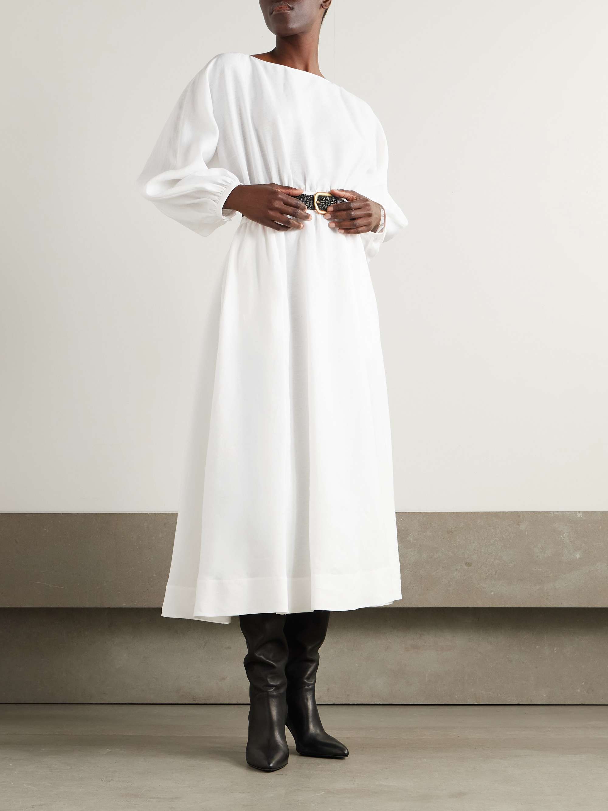 Ahmose gathered Aloe linen maxi dress view