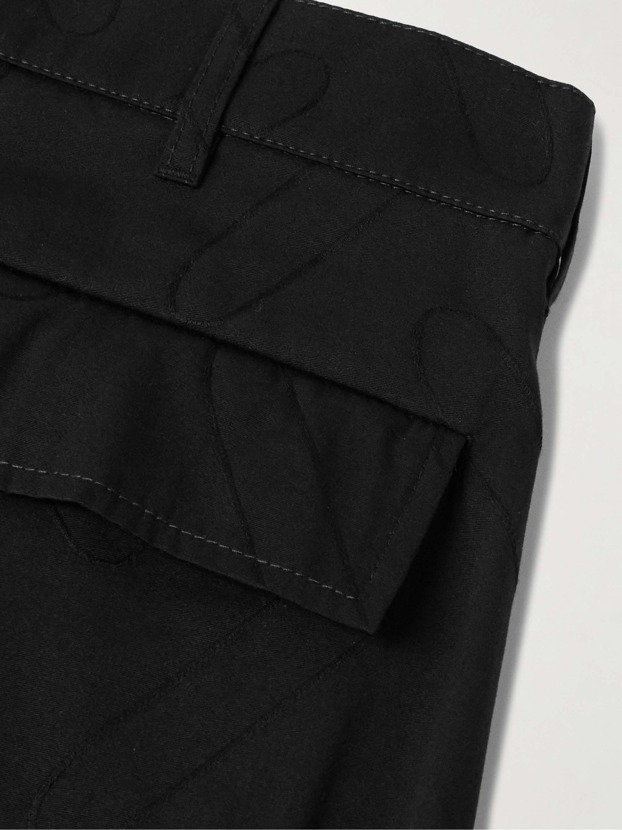 Confetti Straight-Leg Embroidered Cotton Cargo Trousers view