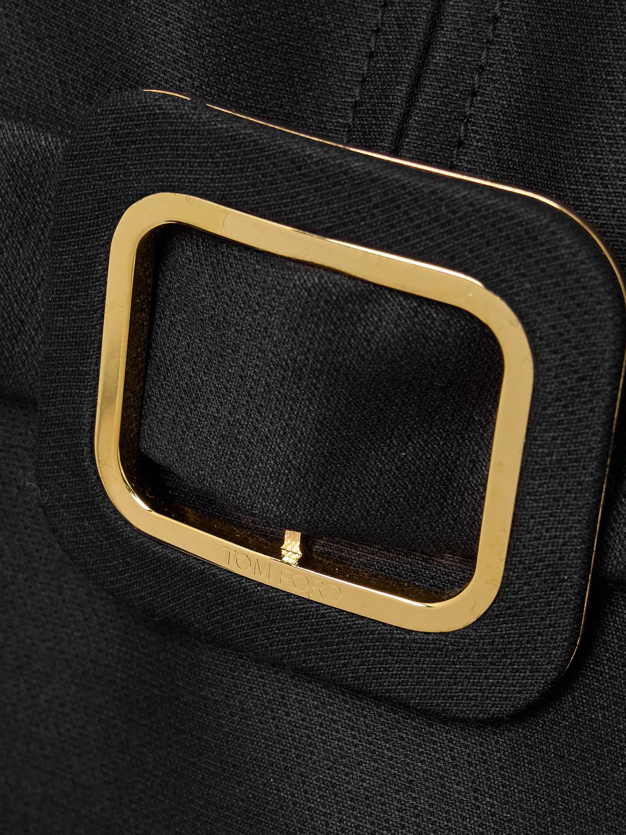 Belted wool and silk-blend mini dress view