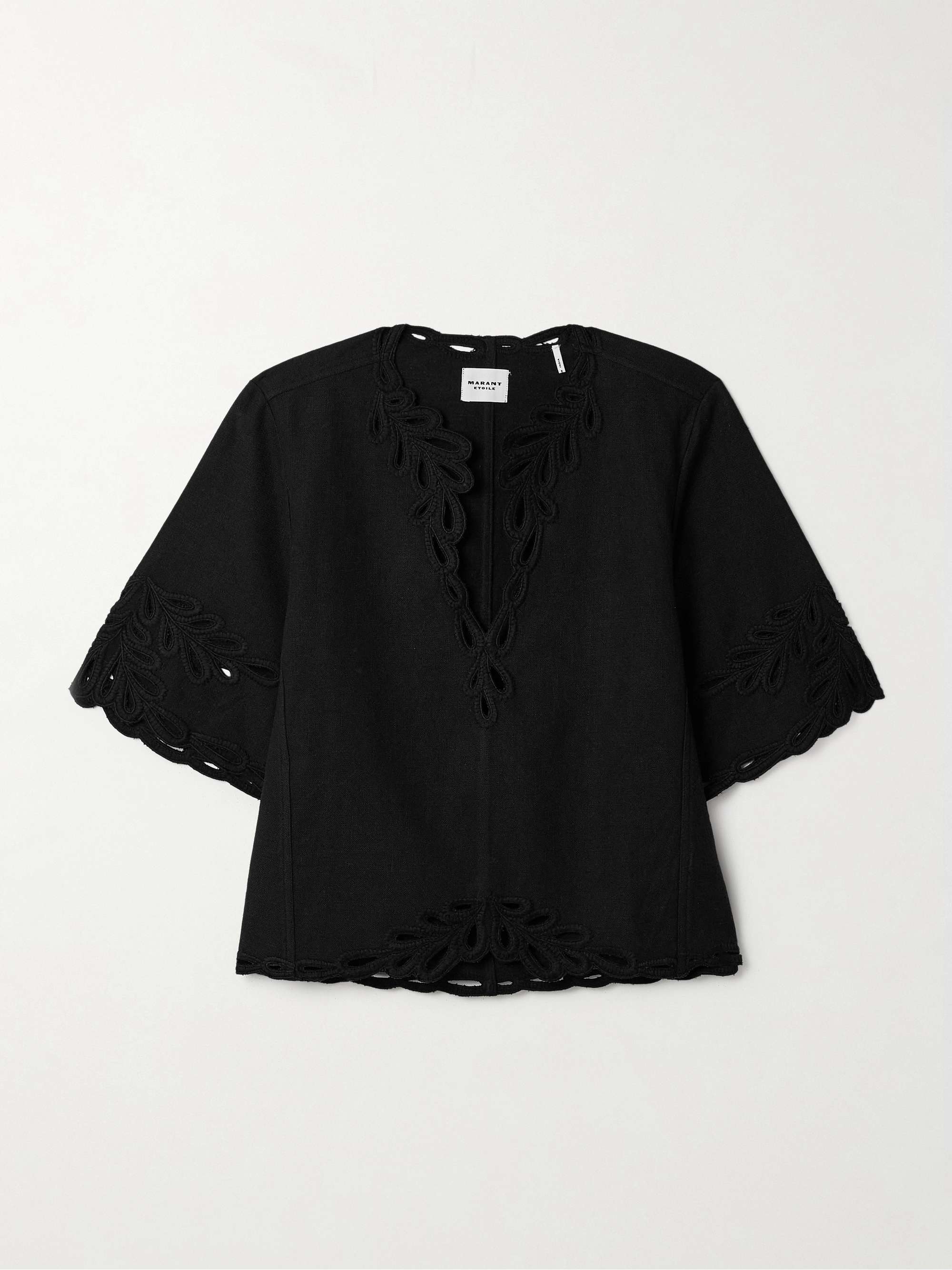 Shana broderie anglaise-trimmed cotton-canvas top view