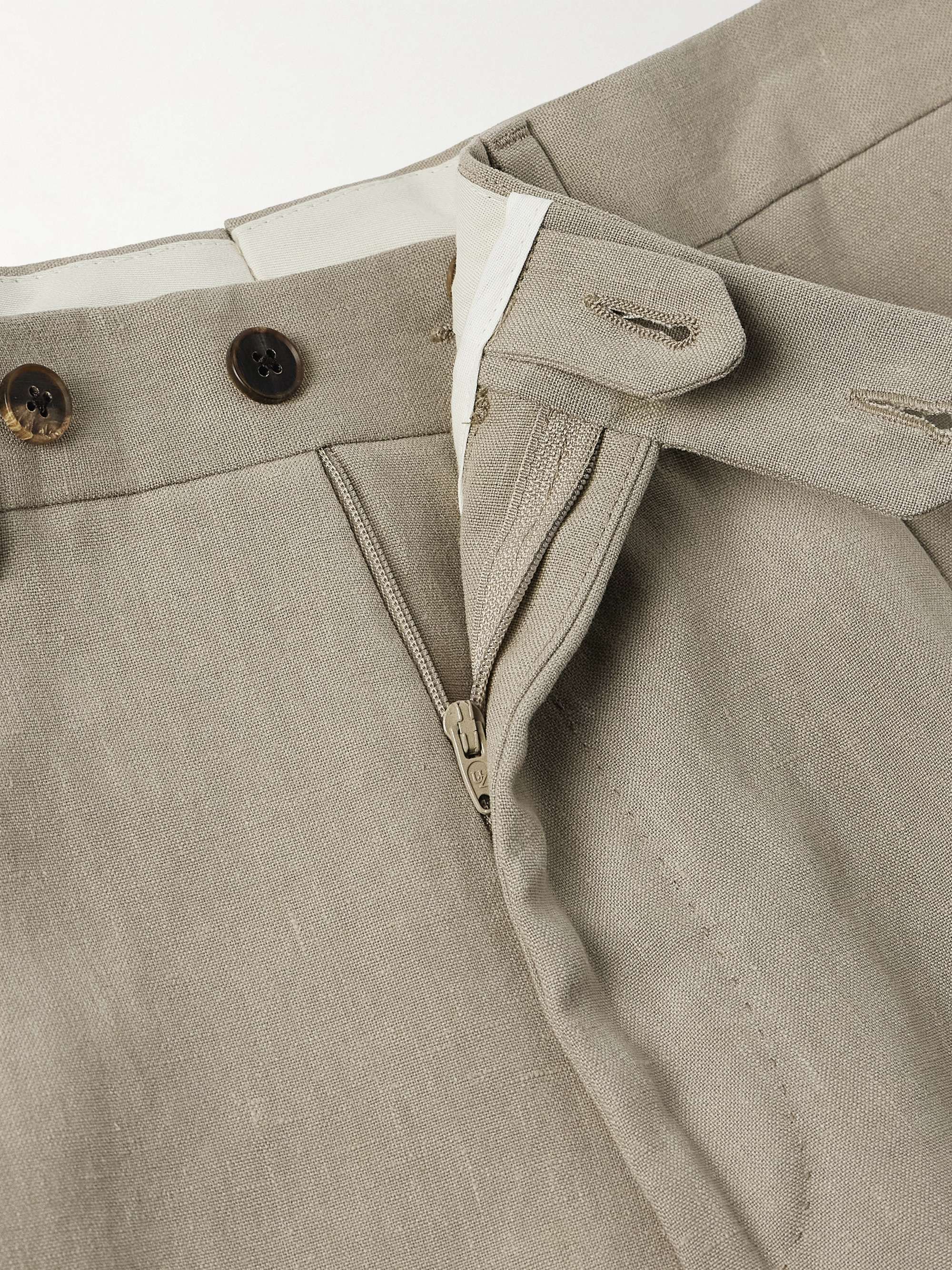 Amo Wide-Leg Pleated Linen Suit Trousers view