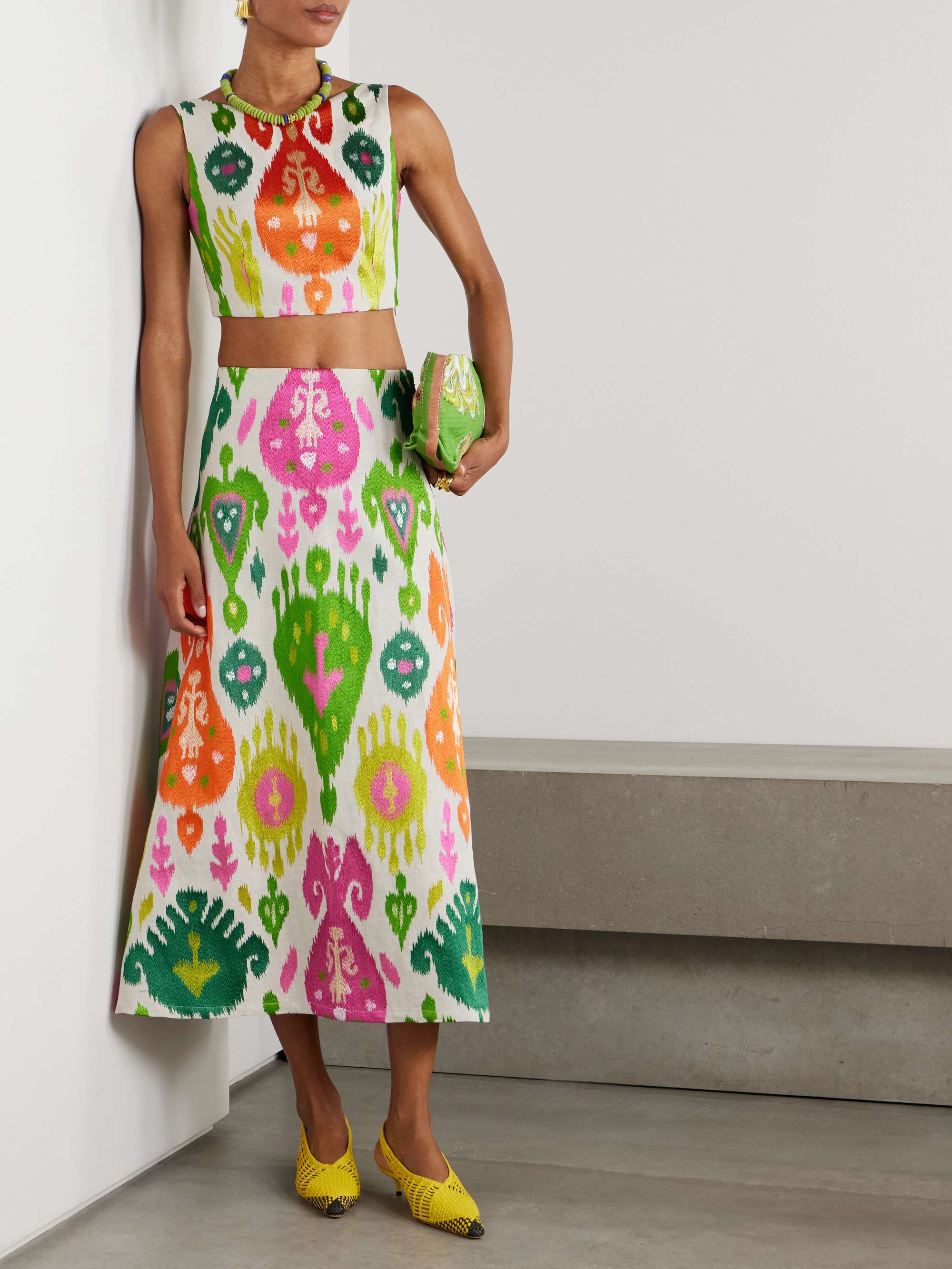 Santorini embroidered woven maxi skirt view