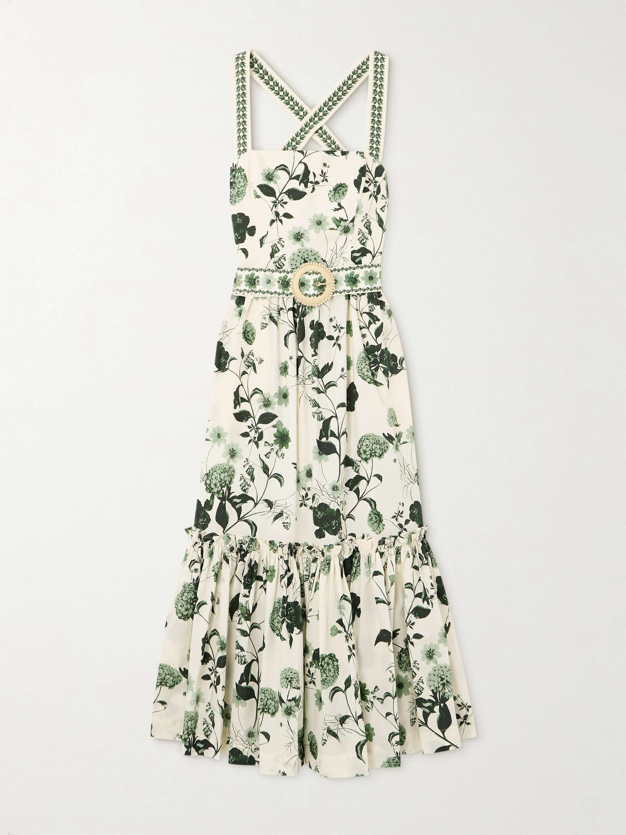 Julietta belted ruffled floral-print cotton-poplin midi dress view