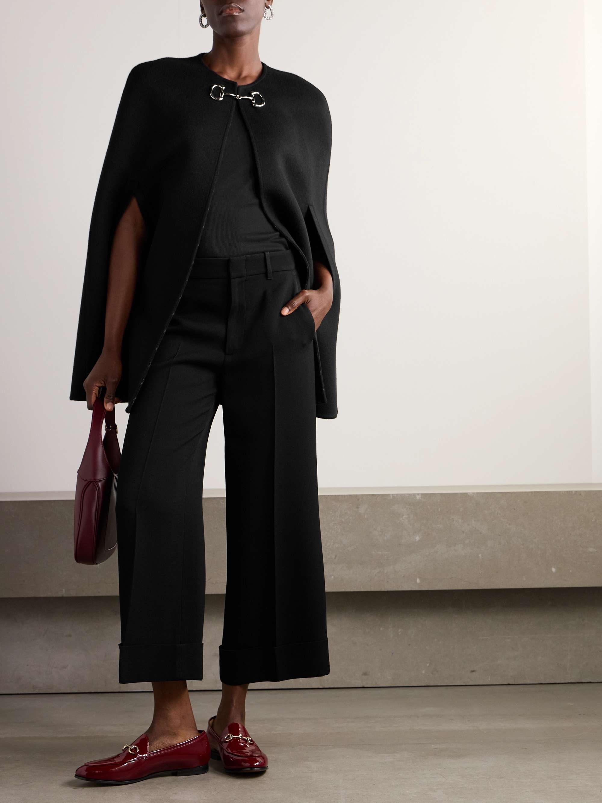 Cropped crepe wide-leg pants view