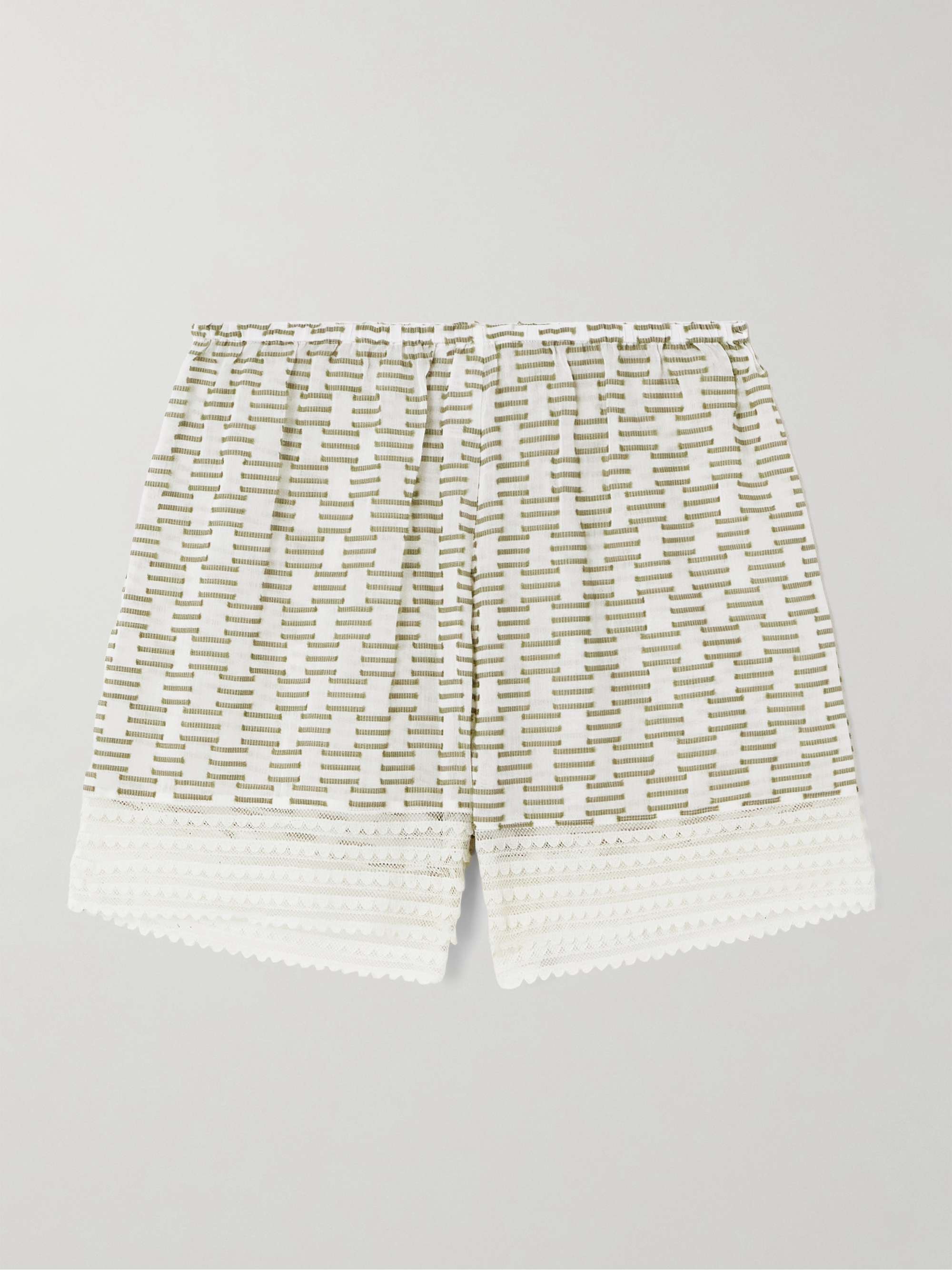 Idylle Candeur lace-trimmed fil coupé cotton and silk-blend pajama shorts view