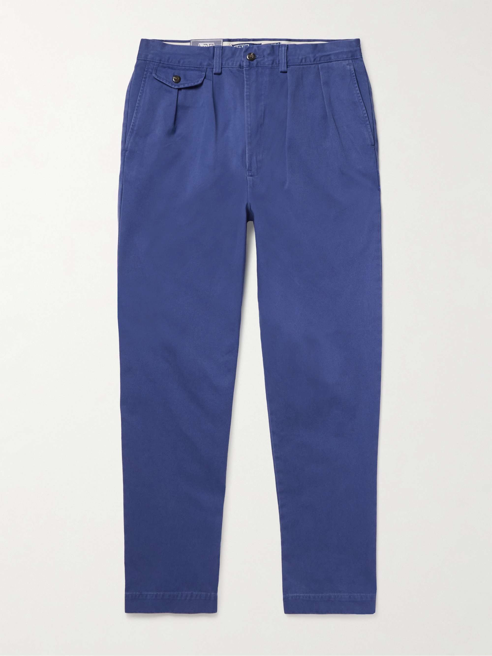 Whitman Straight-Leg Pleated Cotton-Twill Trousers view