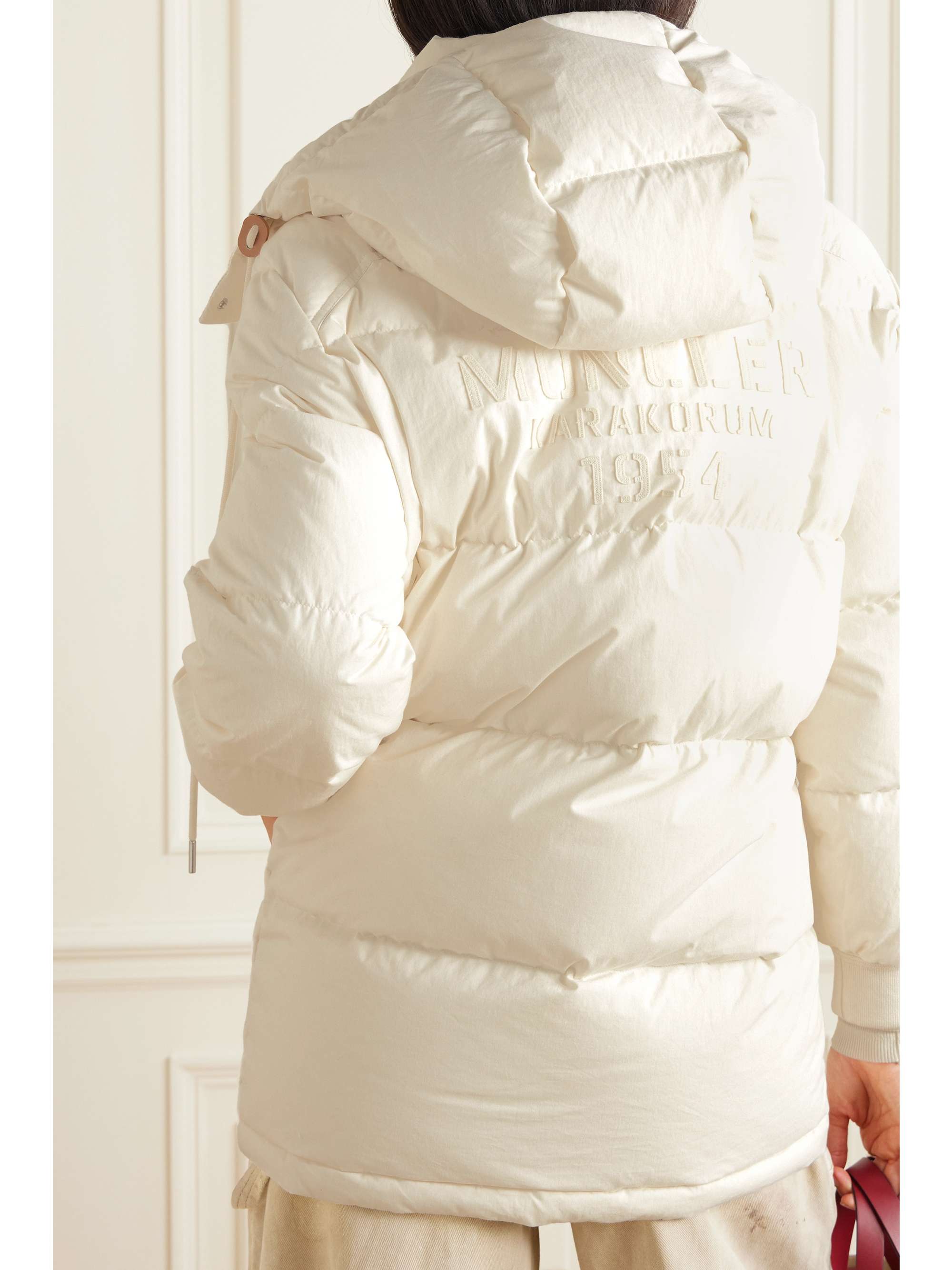 Karakorum hooded quilted cotton down jacket view