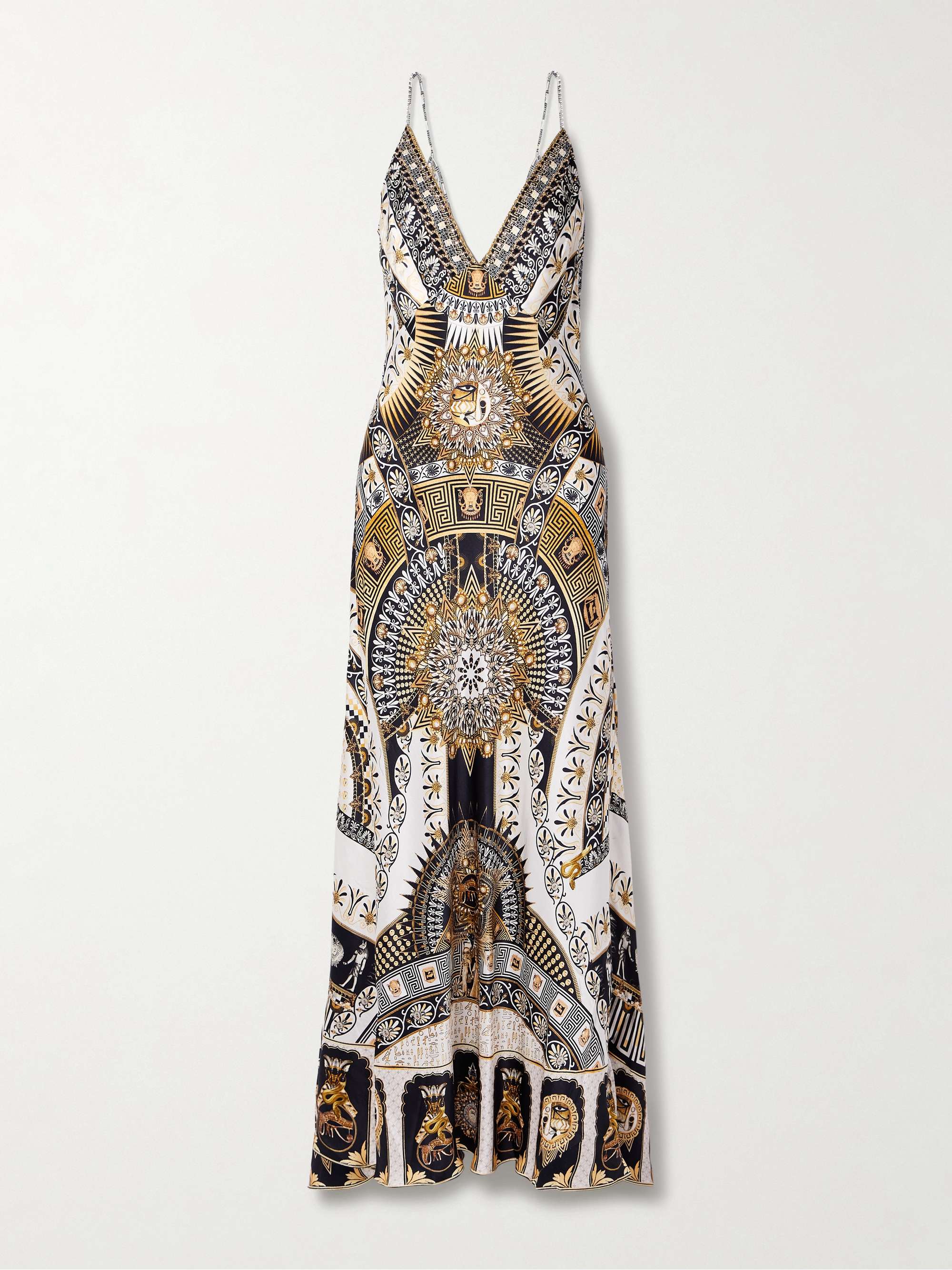 Crystal-embellished printed silk-satin maxi dress view