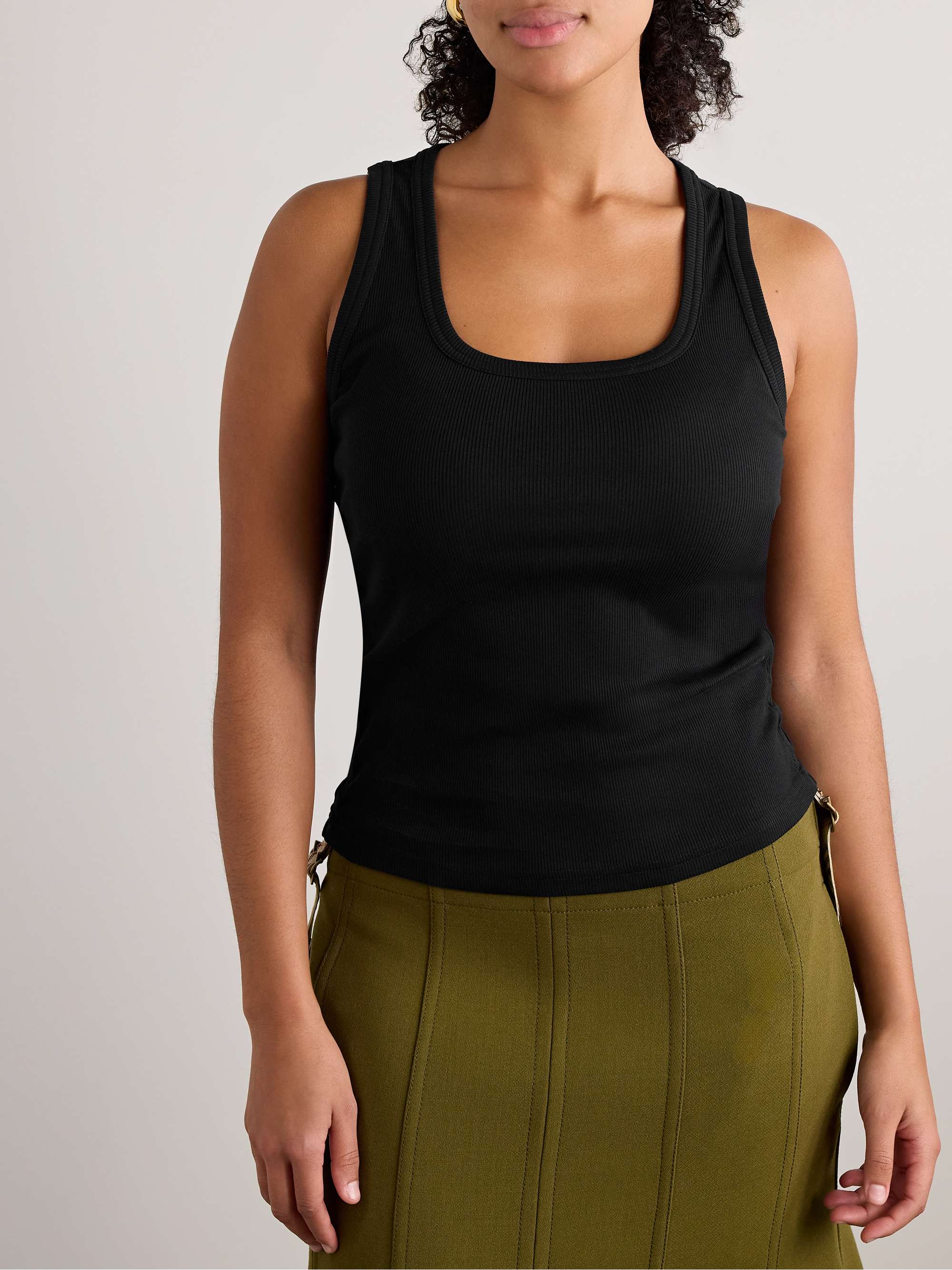 Ruched ribbed cotton-blend jersey tank view