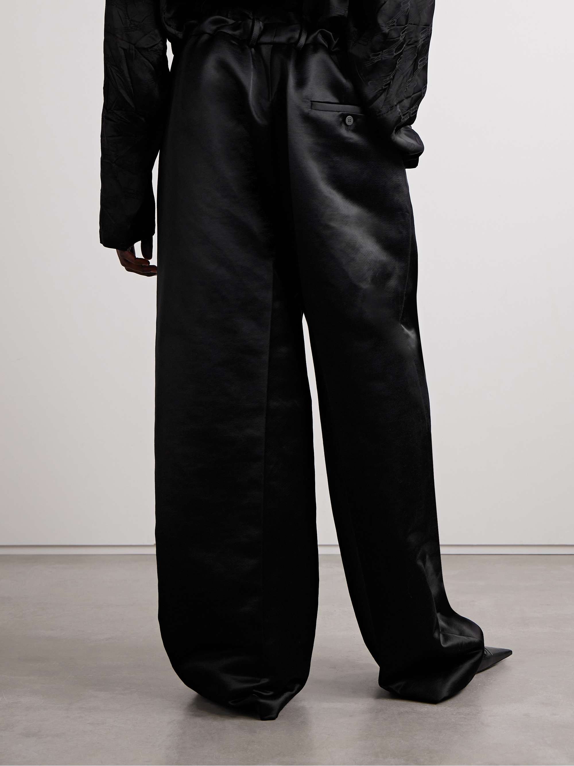 Cotton-blend sateen wide-leg pants view