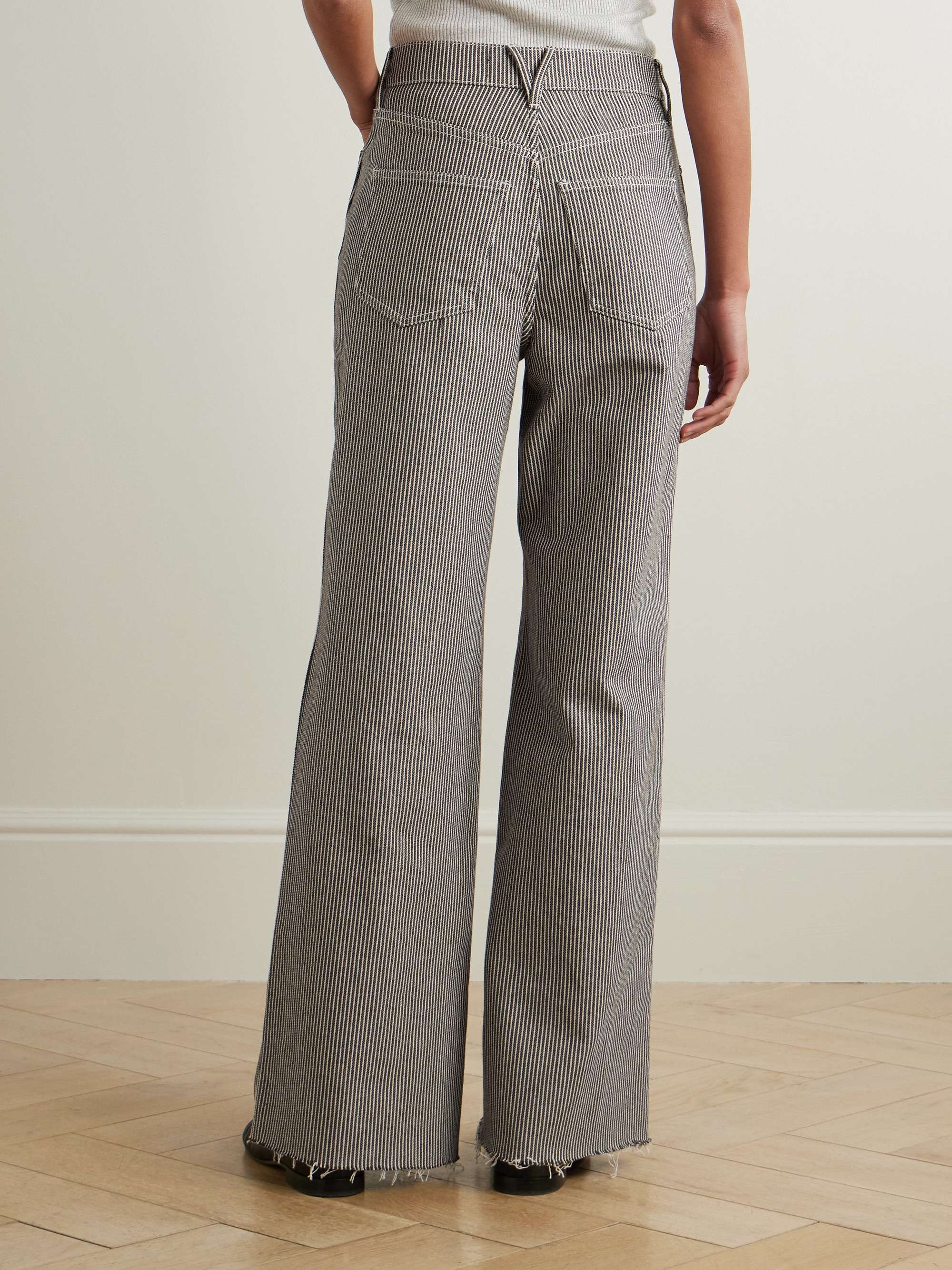 Taylor frayed striped high-rise wide-leg jeans view