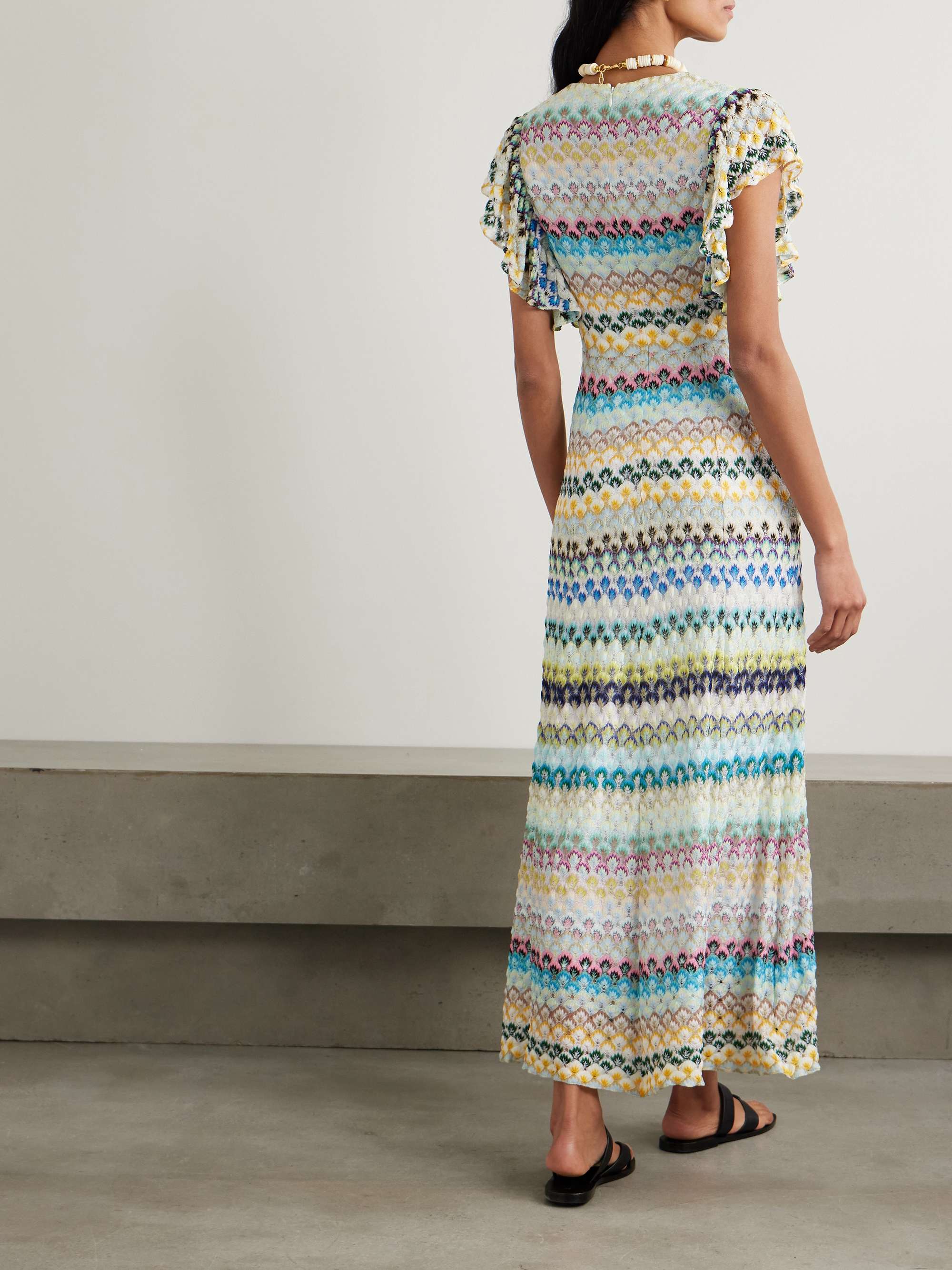 Ruffled crochet-knit maxi dress view