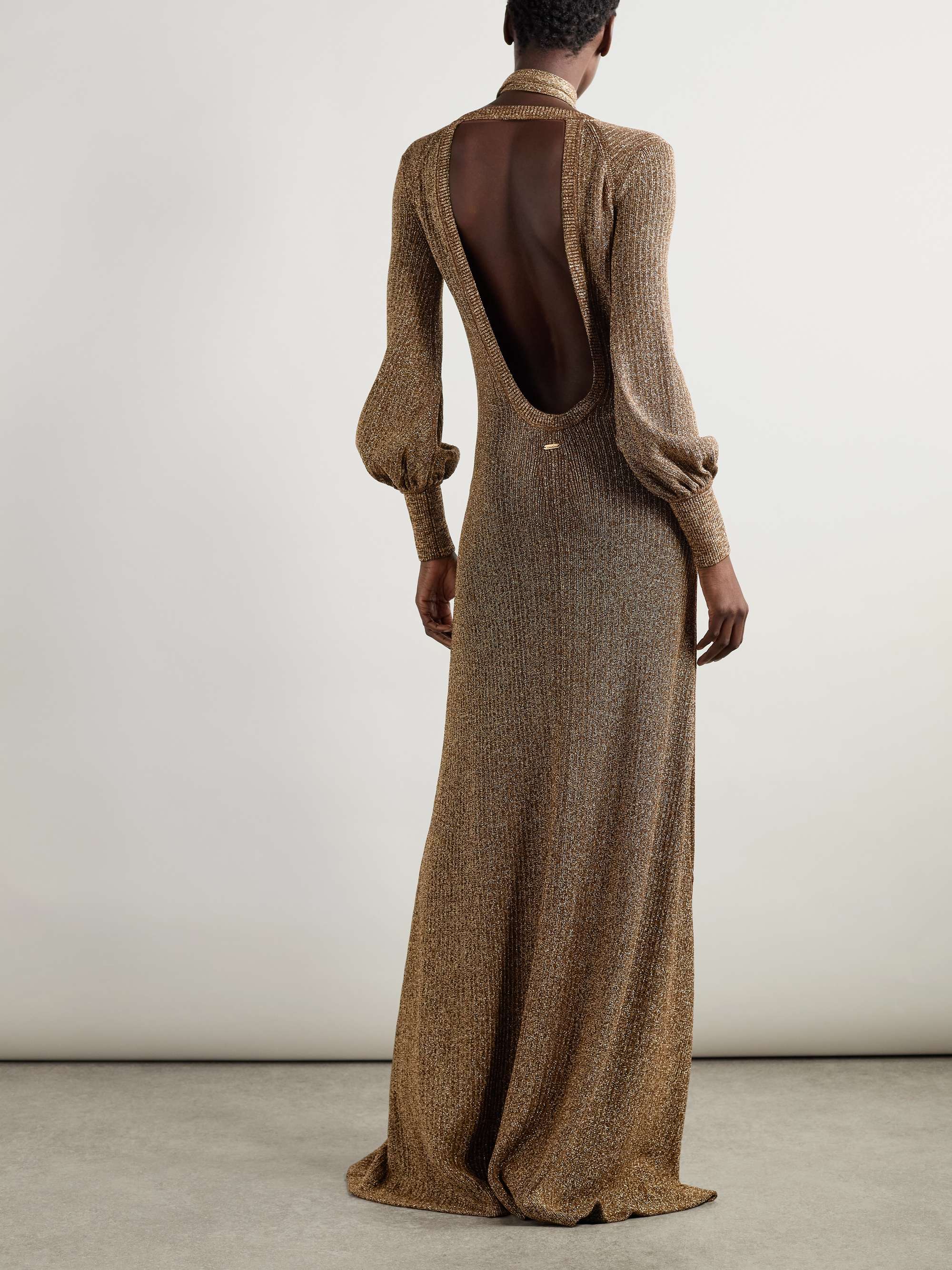 Embellished metallic jersey maxi dress view
