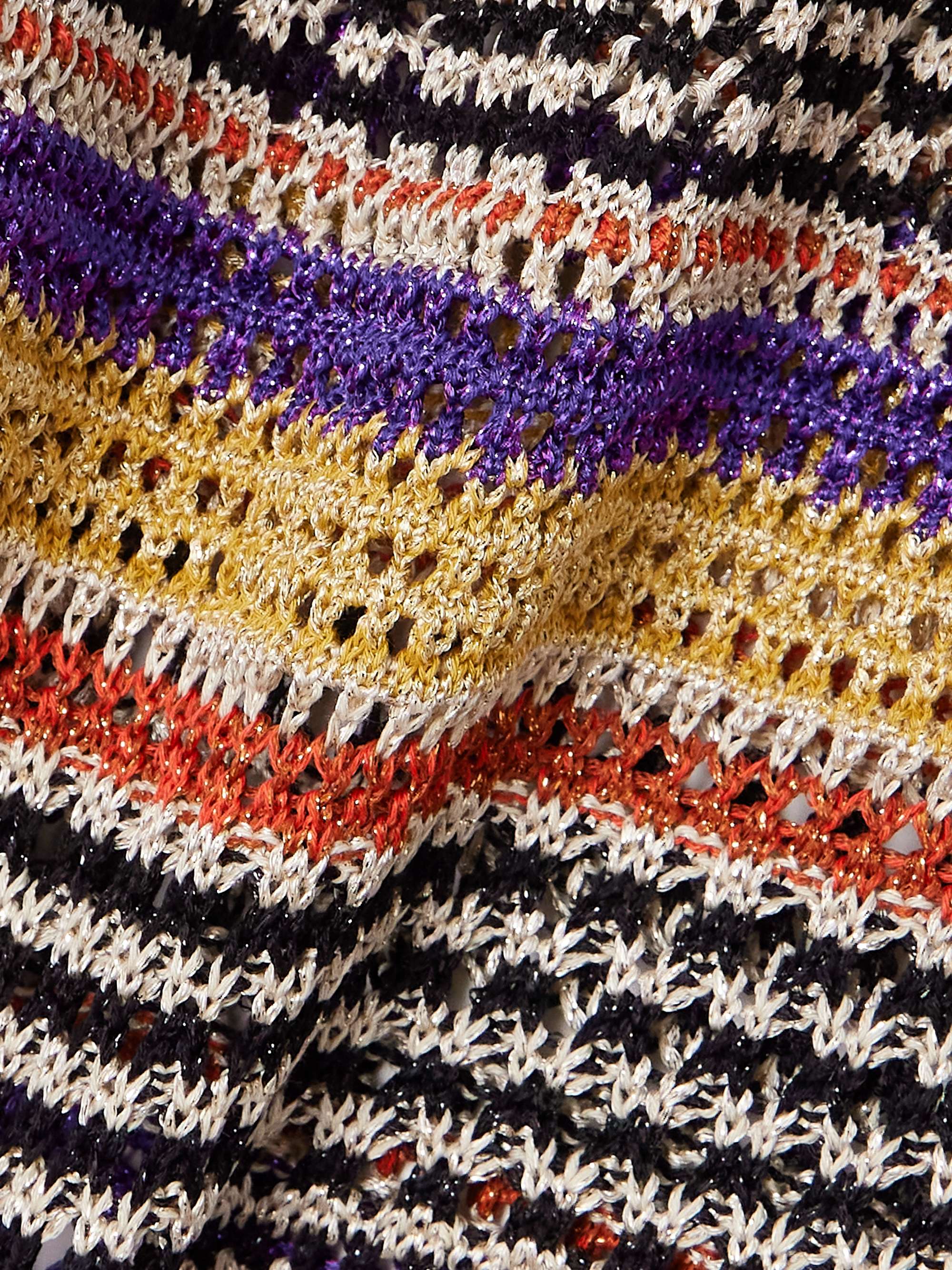 Striped metallic knitted poncho view