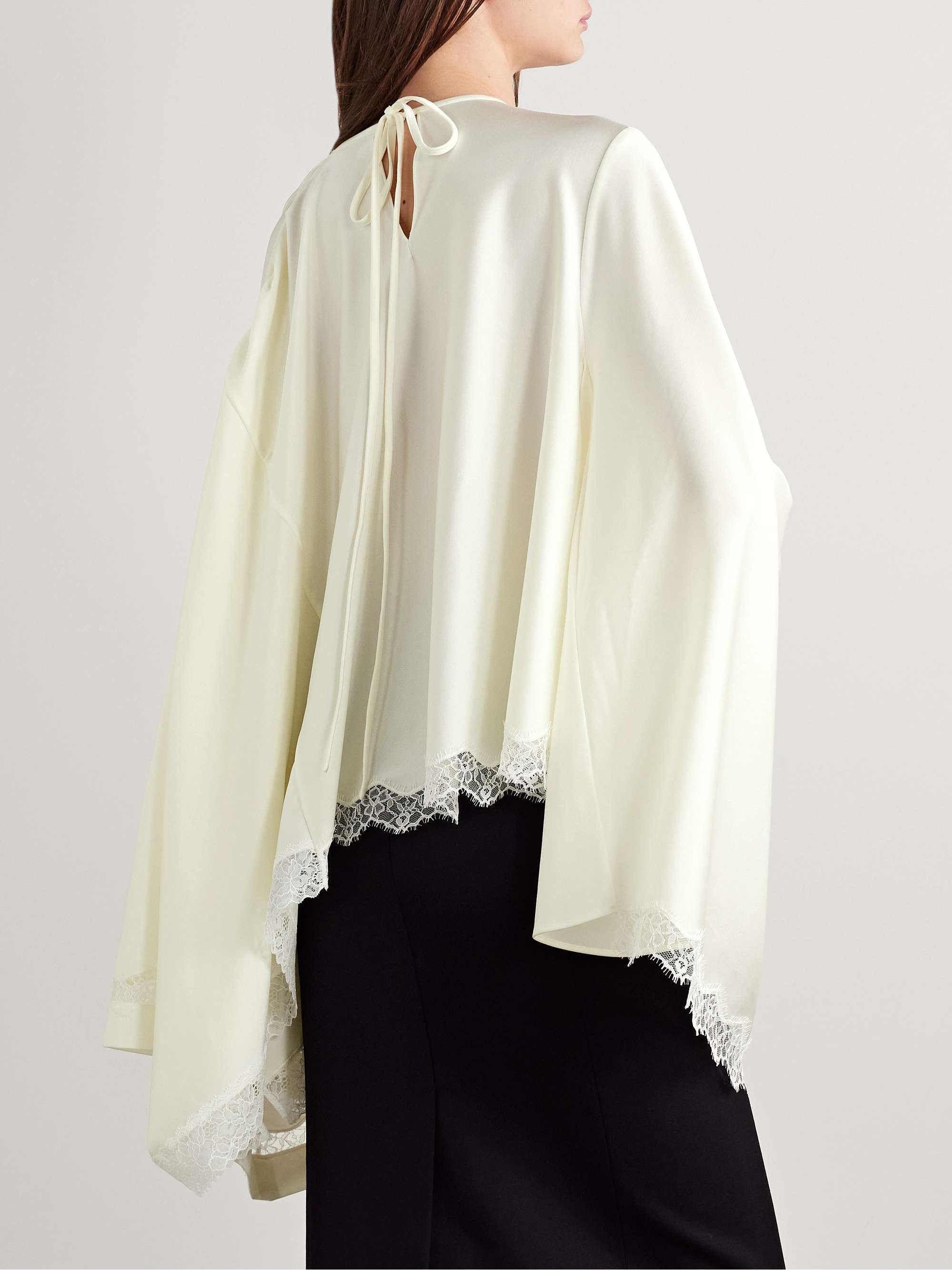 Lace-trimmed satin blouse view