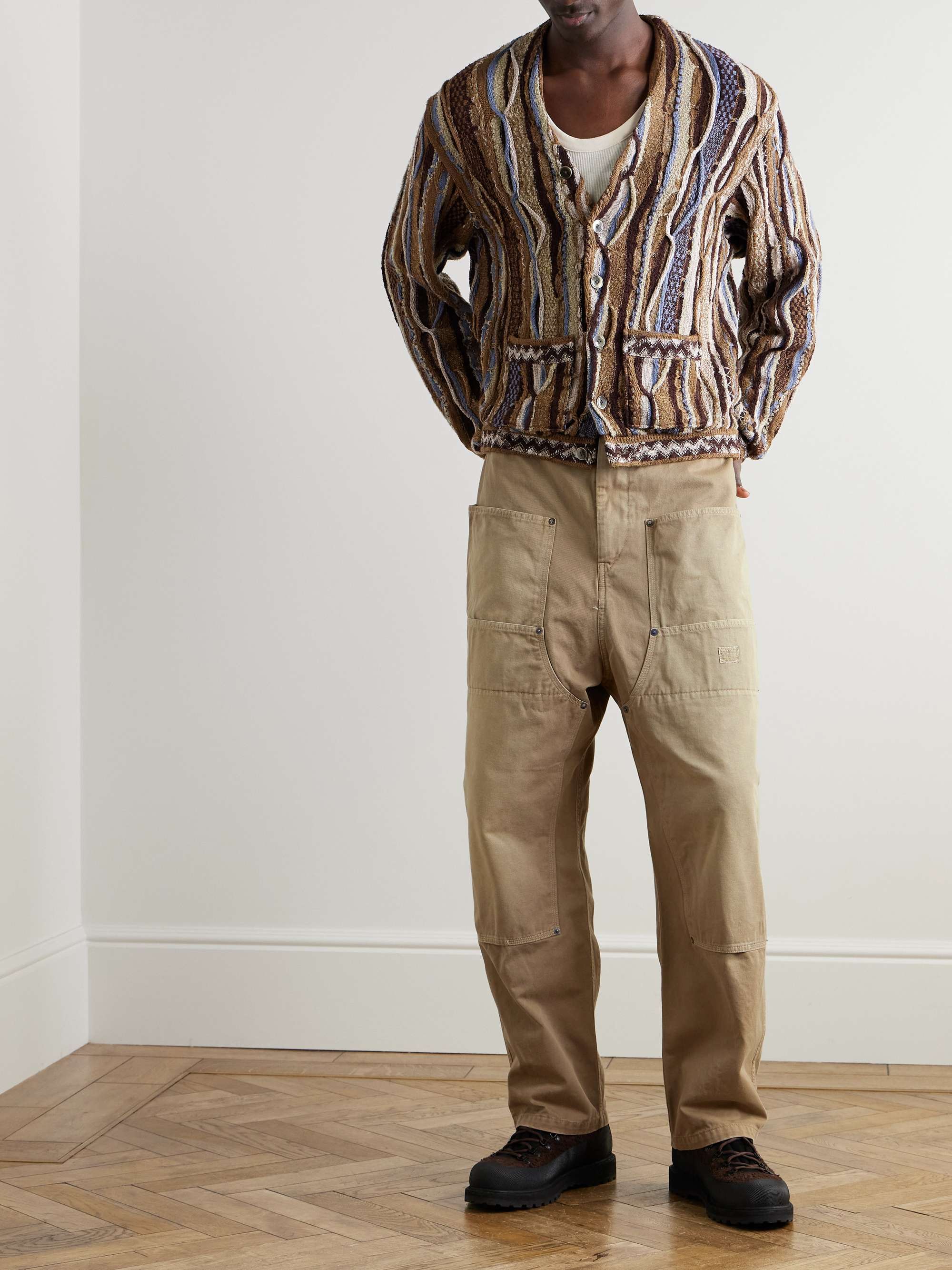 Katsuragi Wide-Leg Panelled Cotton-Twill Drawstring Trousers view