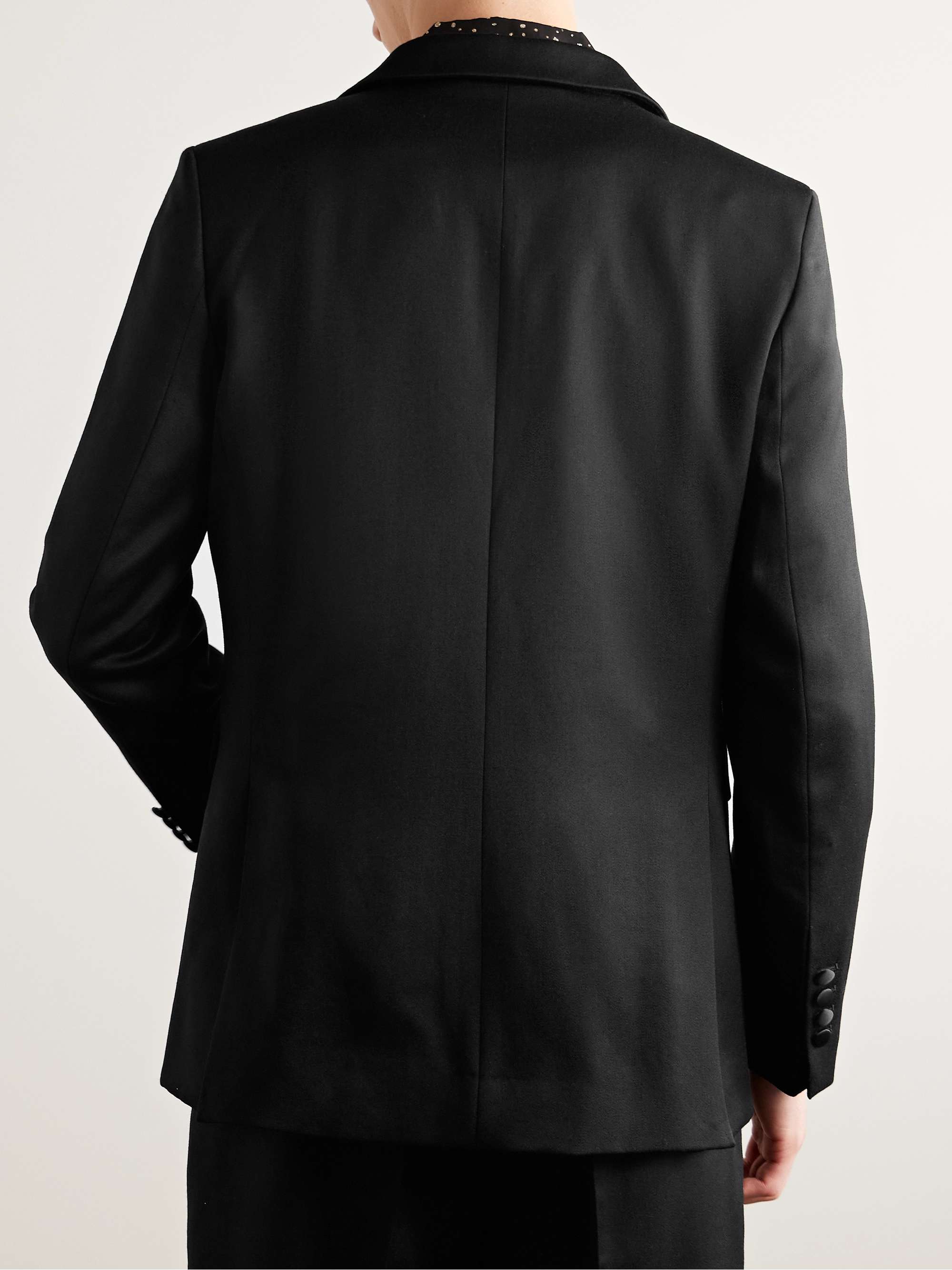 Silk-Satin Trimmed Wool Barathea Tuxedo Jacket view