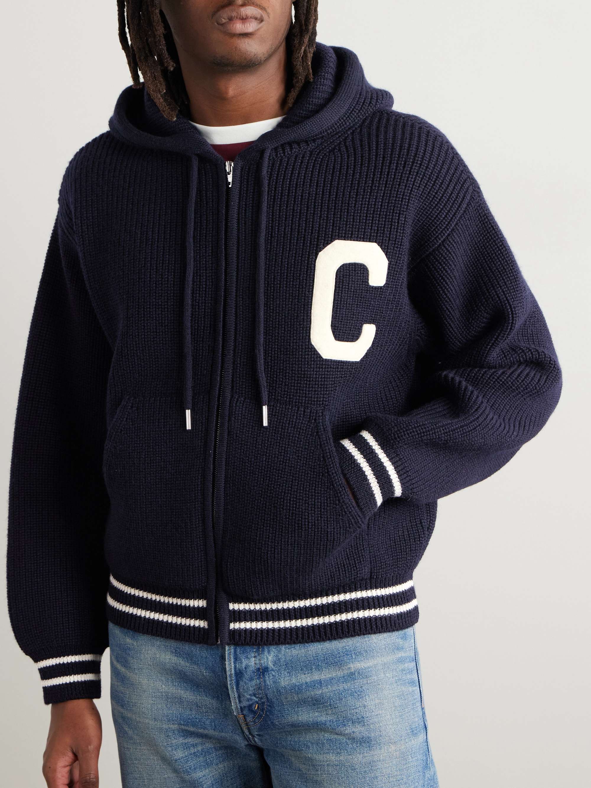 Logo-Appliquéd Wool Zip-Up Hoodie view