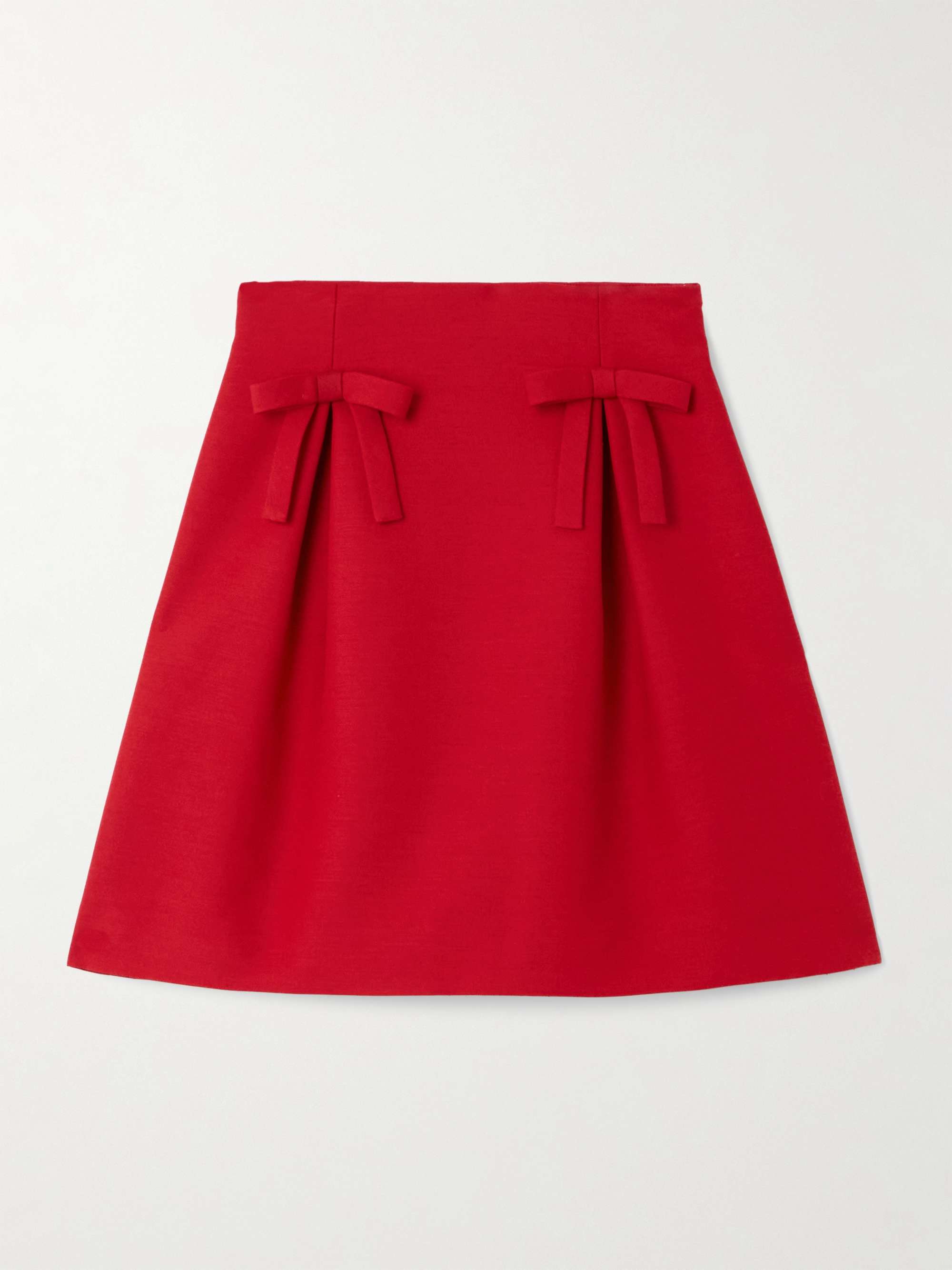 Bow-detailed pleated wool and silk-blend mini skirt view