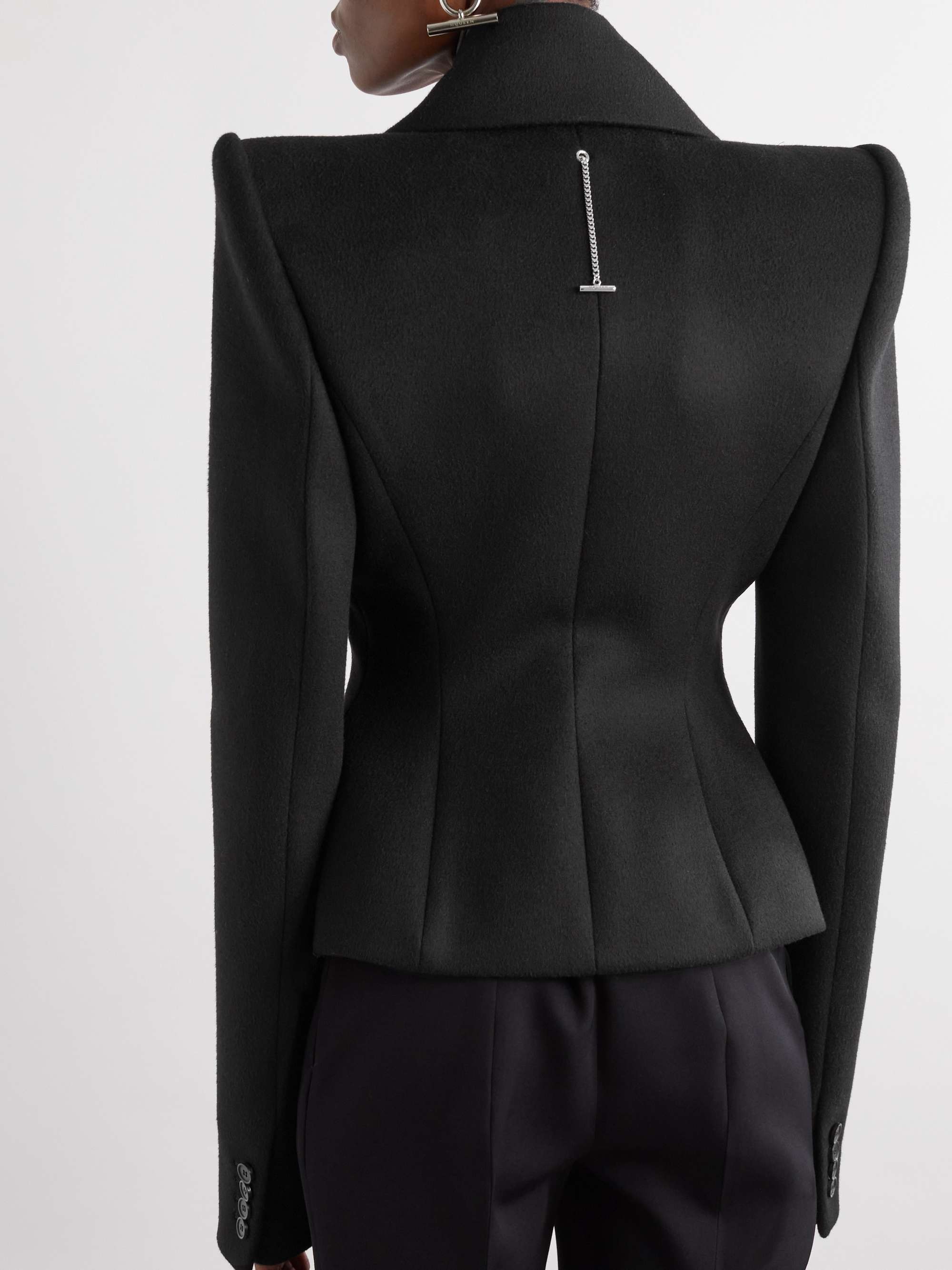 Double-breasted wool and cashmere-blend blazer view