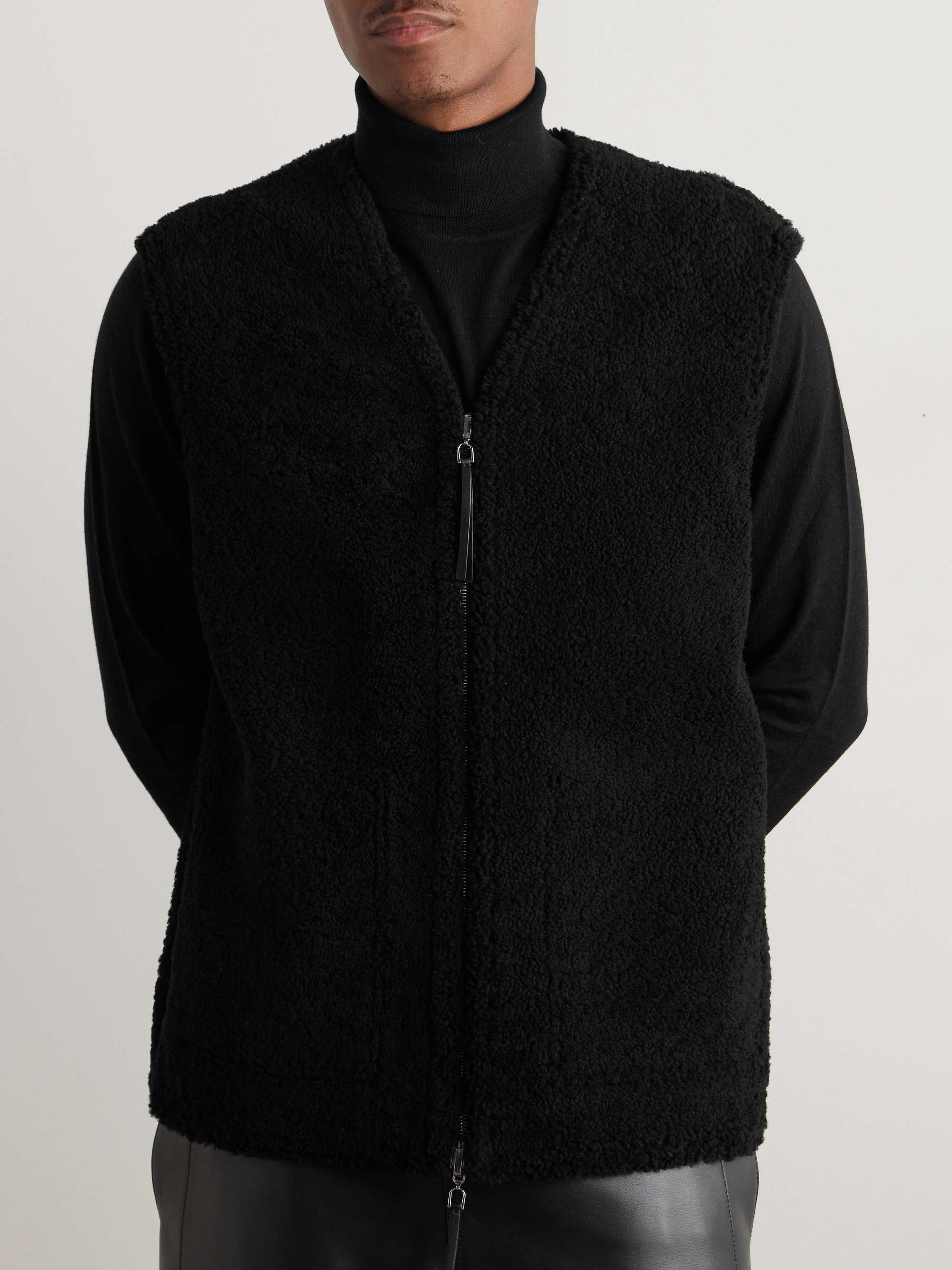 Snowdon Leather-Trimmed Shearling Gilet view