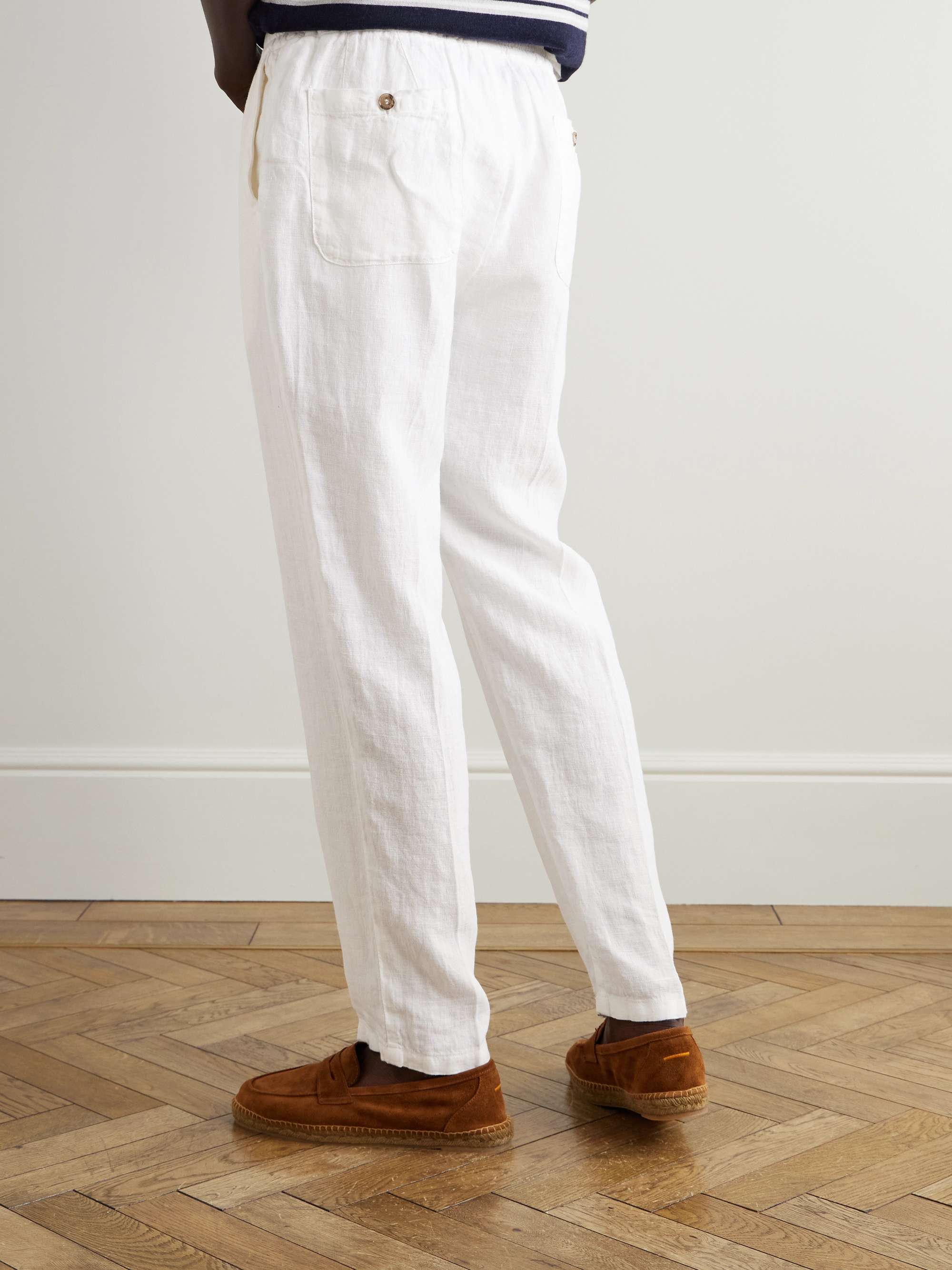Aaron Straight-Leg Linen Drawstring Trousers view