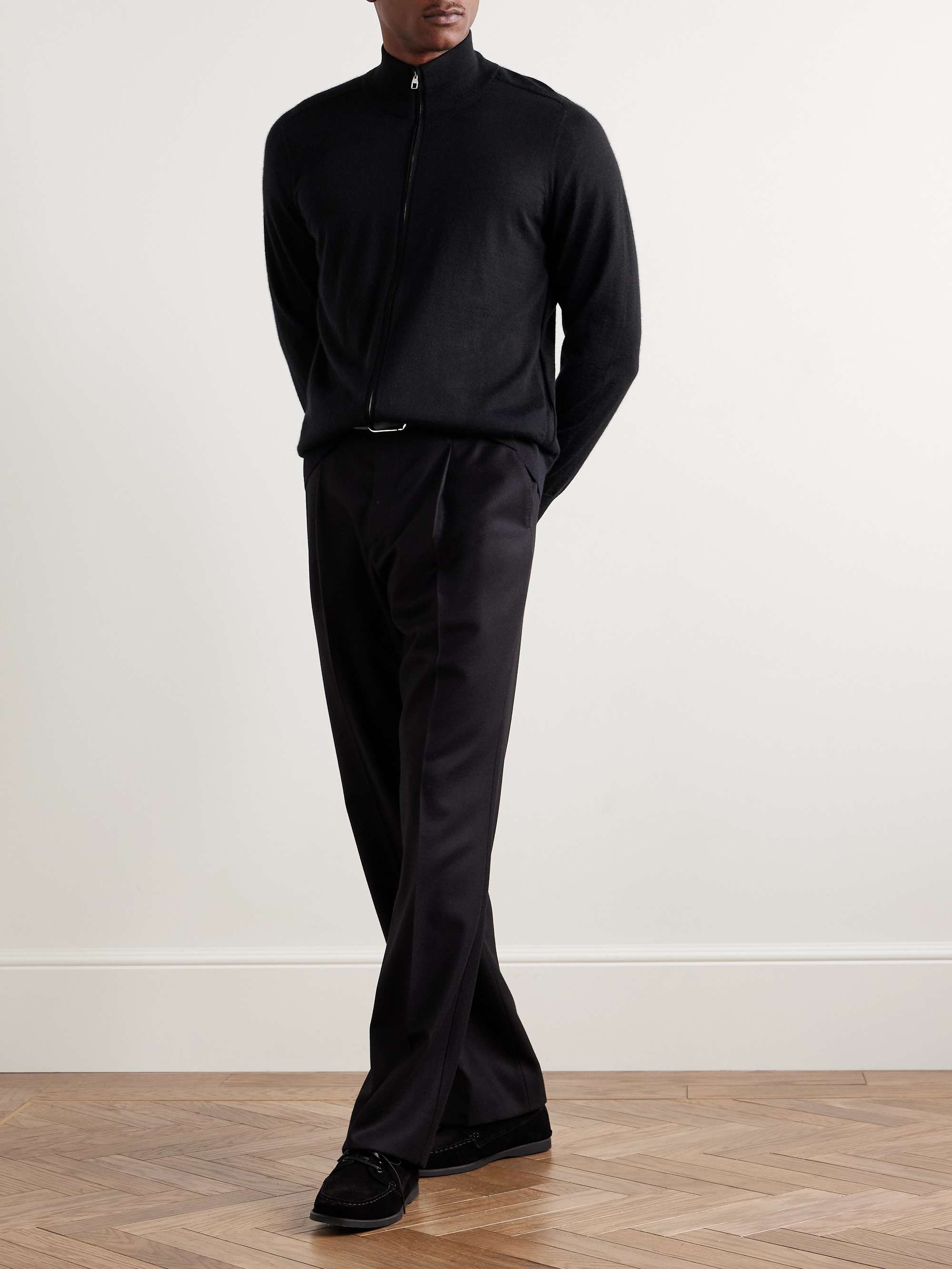 Slim-Fit Cashmere Zip-Up Cardigan view