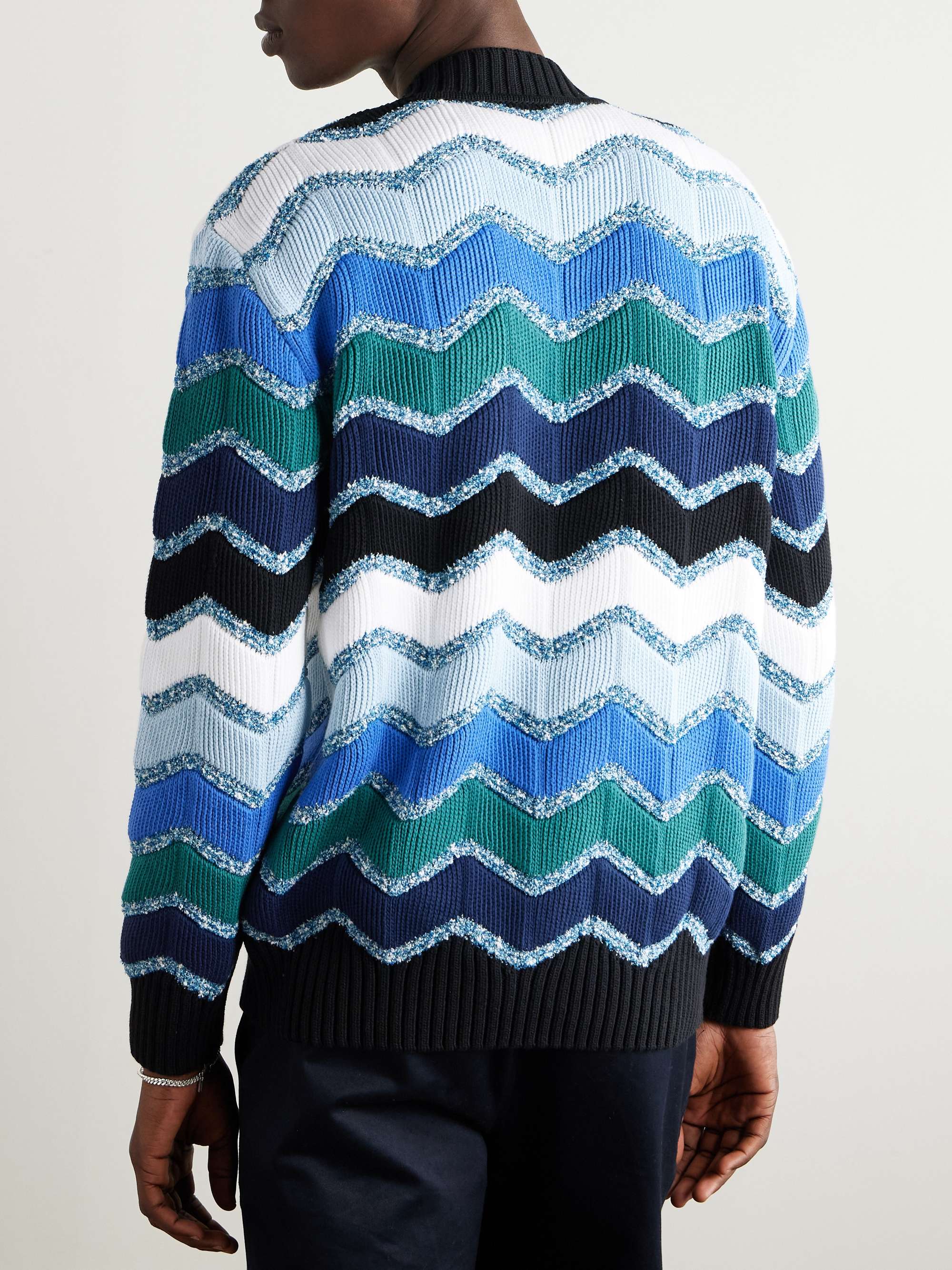 Striped Cotton-Blend Cardigan view
