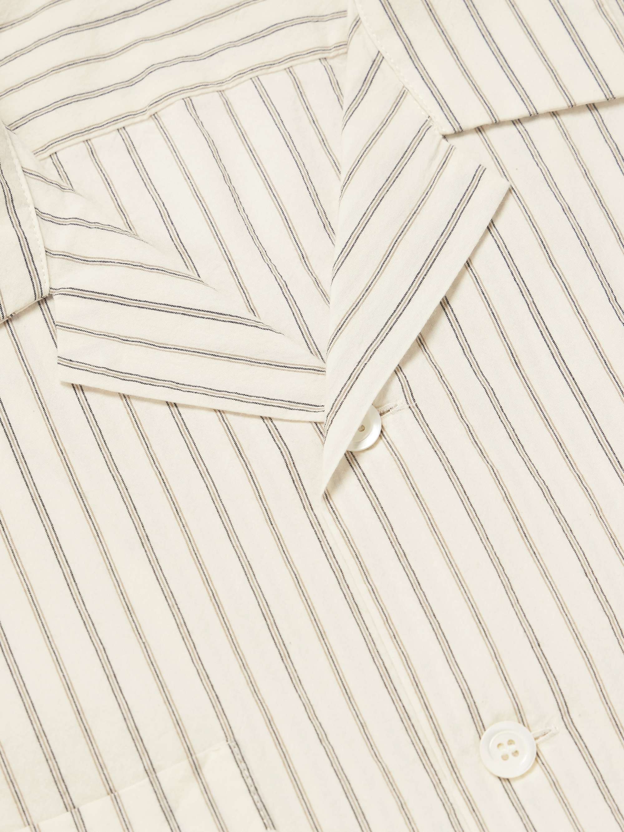 Solana Camp-Collar Striped Cotton Shirt view