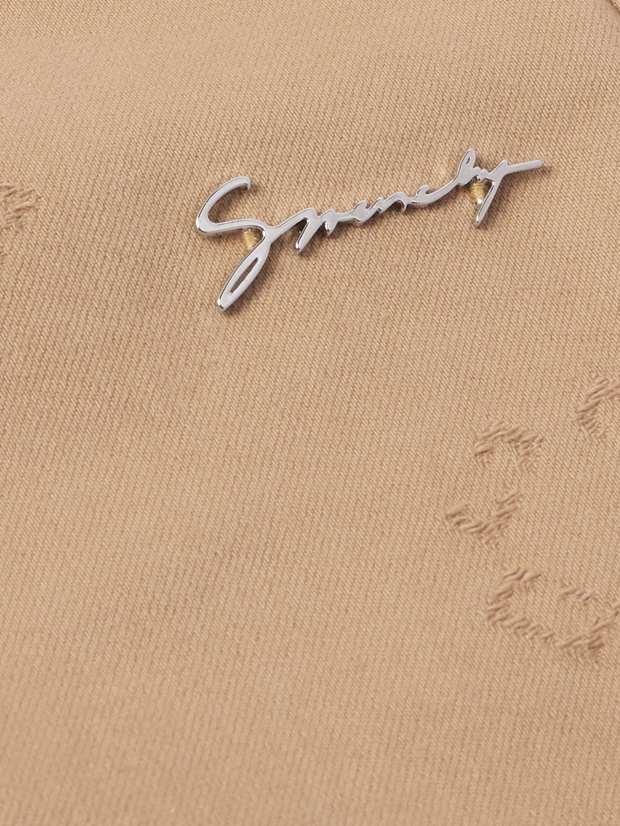 Tapered Appliquéd Logo-Jacquard Cotton-Blend Twill Trousers view