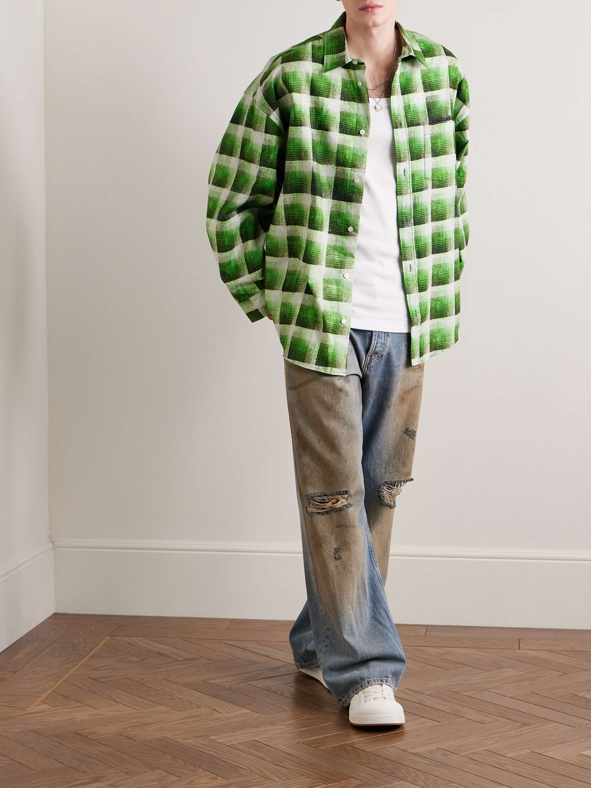 Setar Logo-Embroidered Checked Cotton-Flannel Shirt view