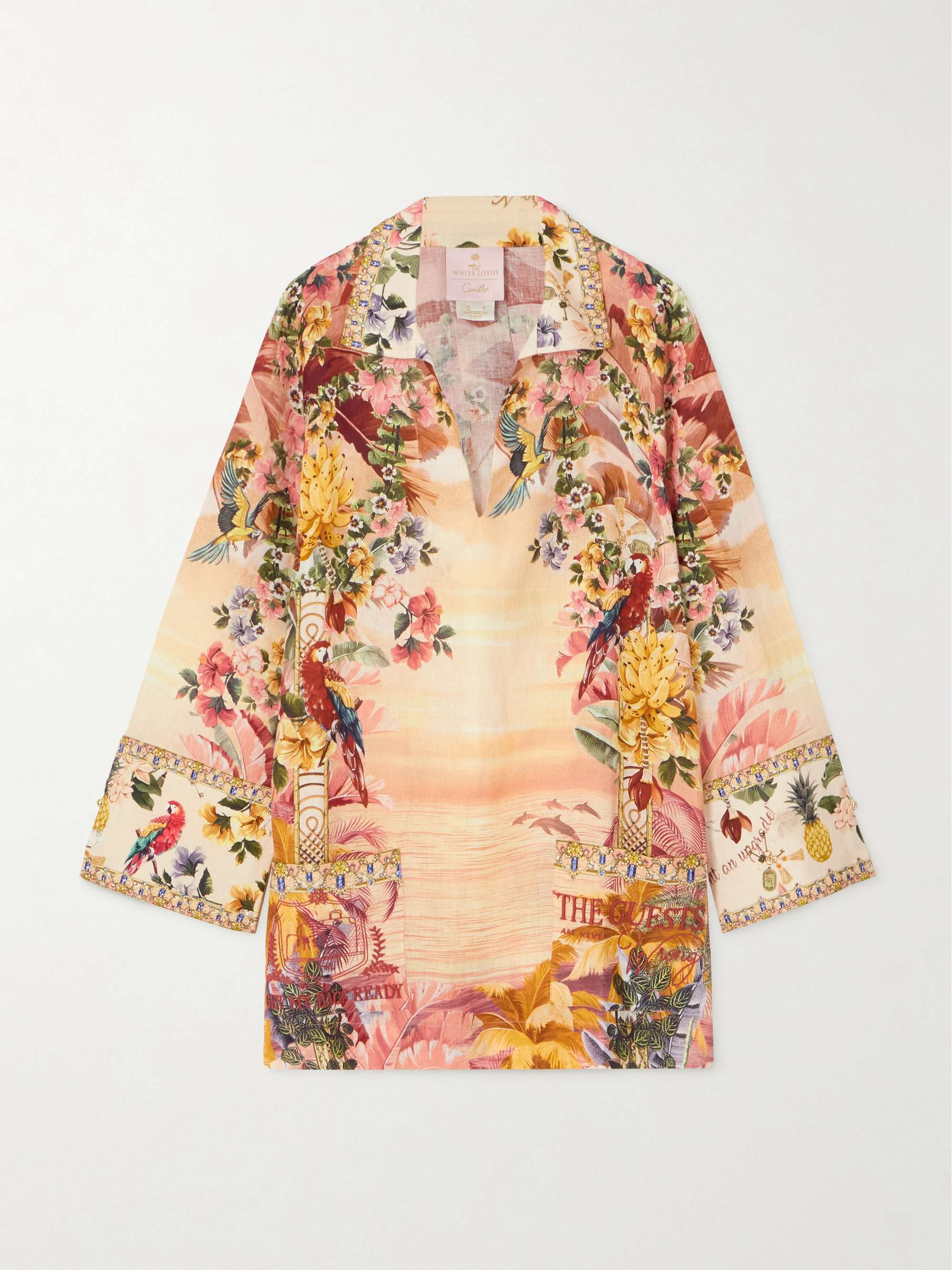 + The White Lotus crystal-embellished printed linen mini dress view