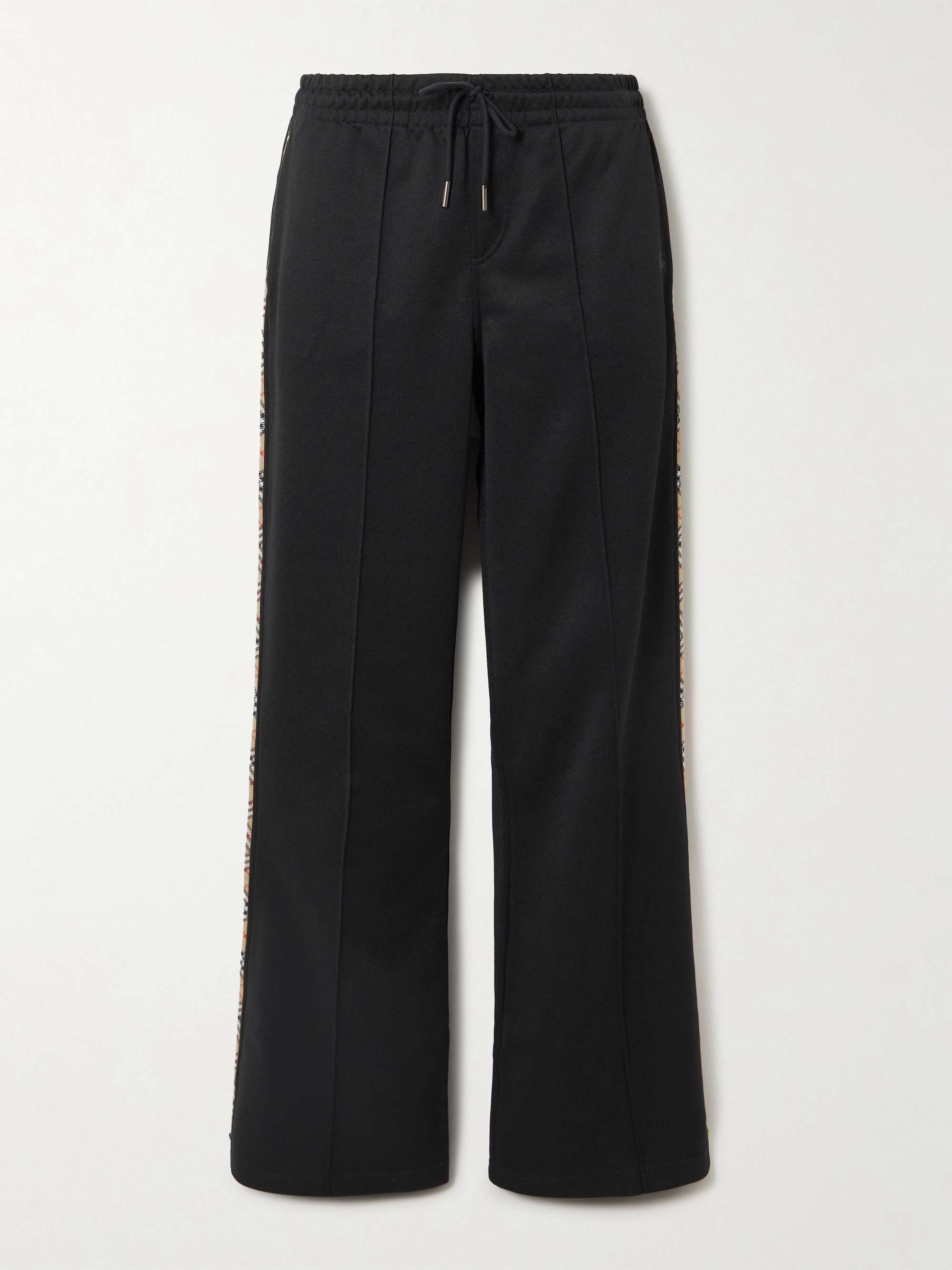 Checked piqué-trimmed jersey flared track pants view