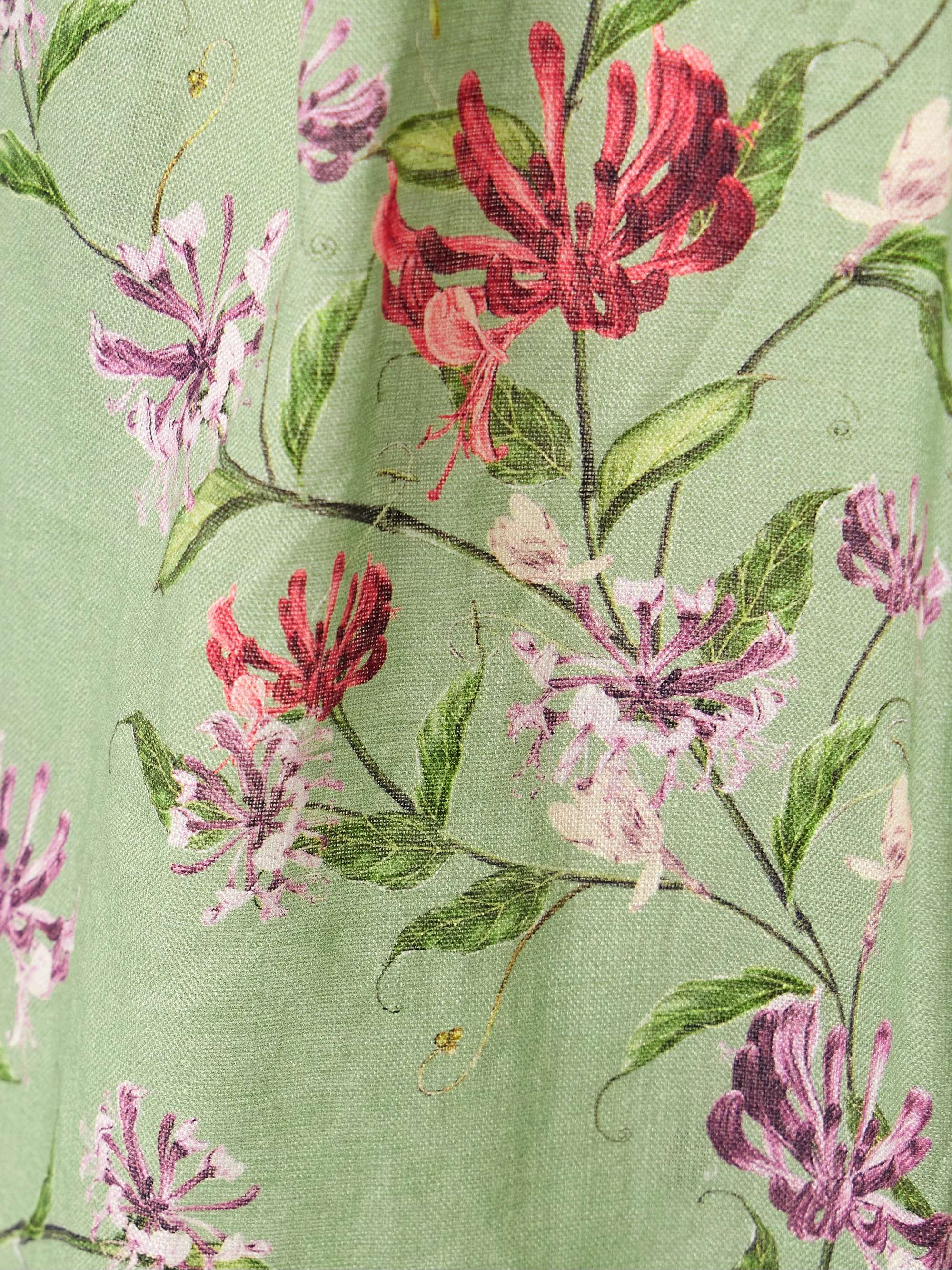 Florecer Honeysuckle pleated embroidered floral-print linen tapered pants view