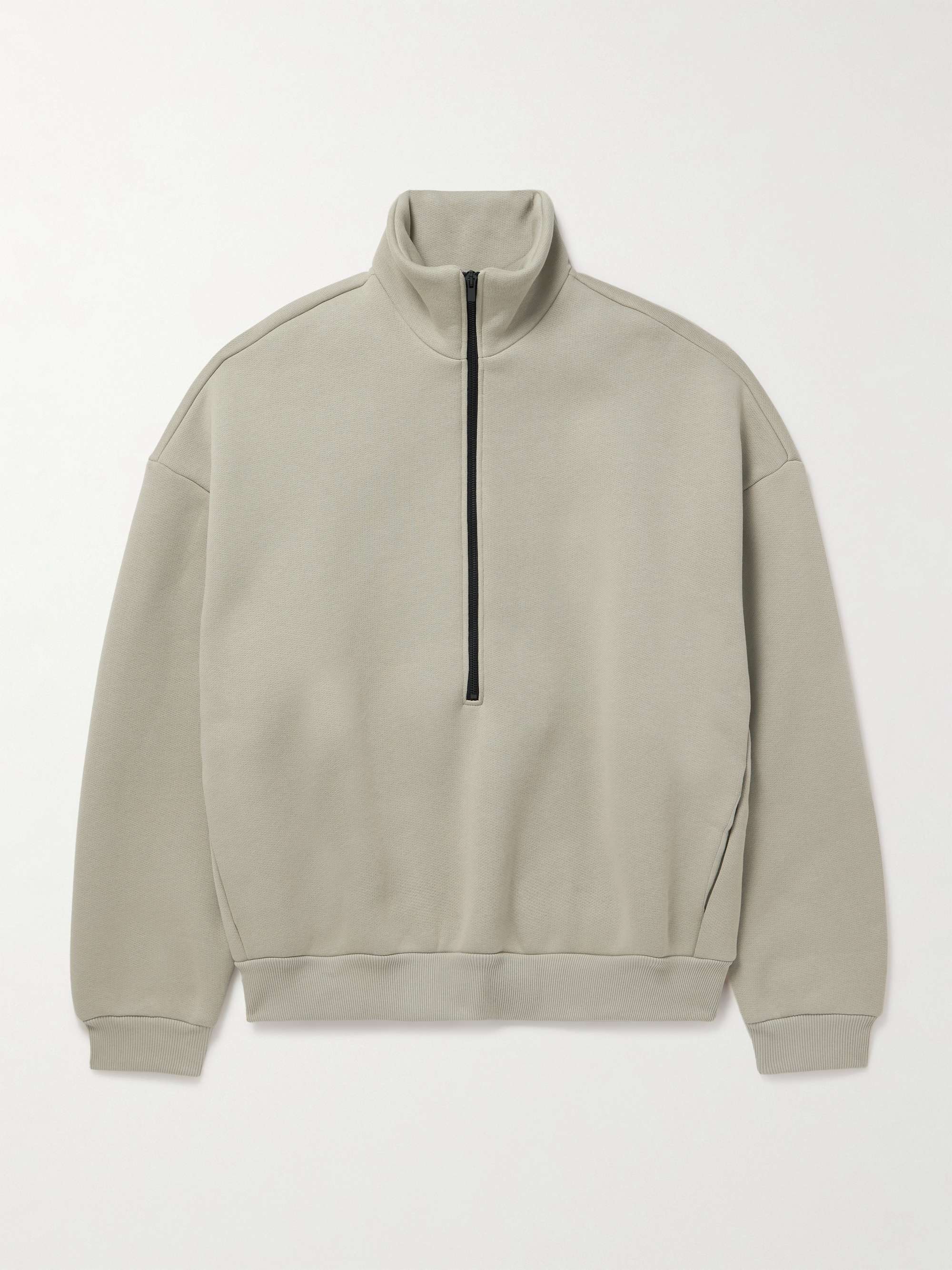 Oversized Cotton-Blend Jersey Half-Zip Sweatshirt view