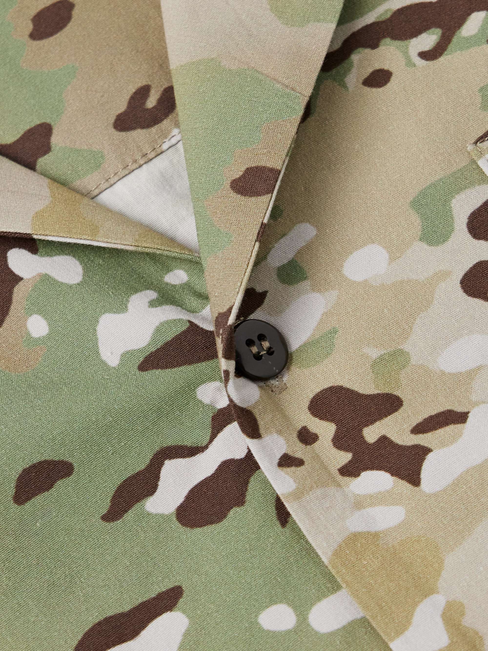 Convertible-Collar Camouflage-Print Cotton-Blend Shirt view
