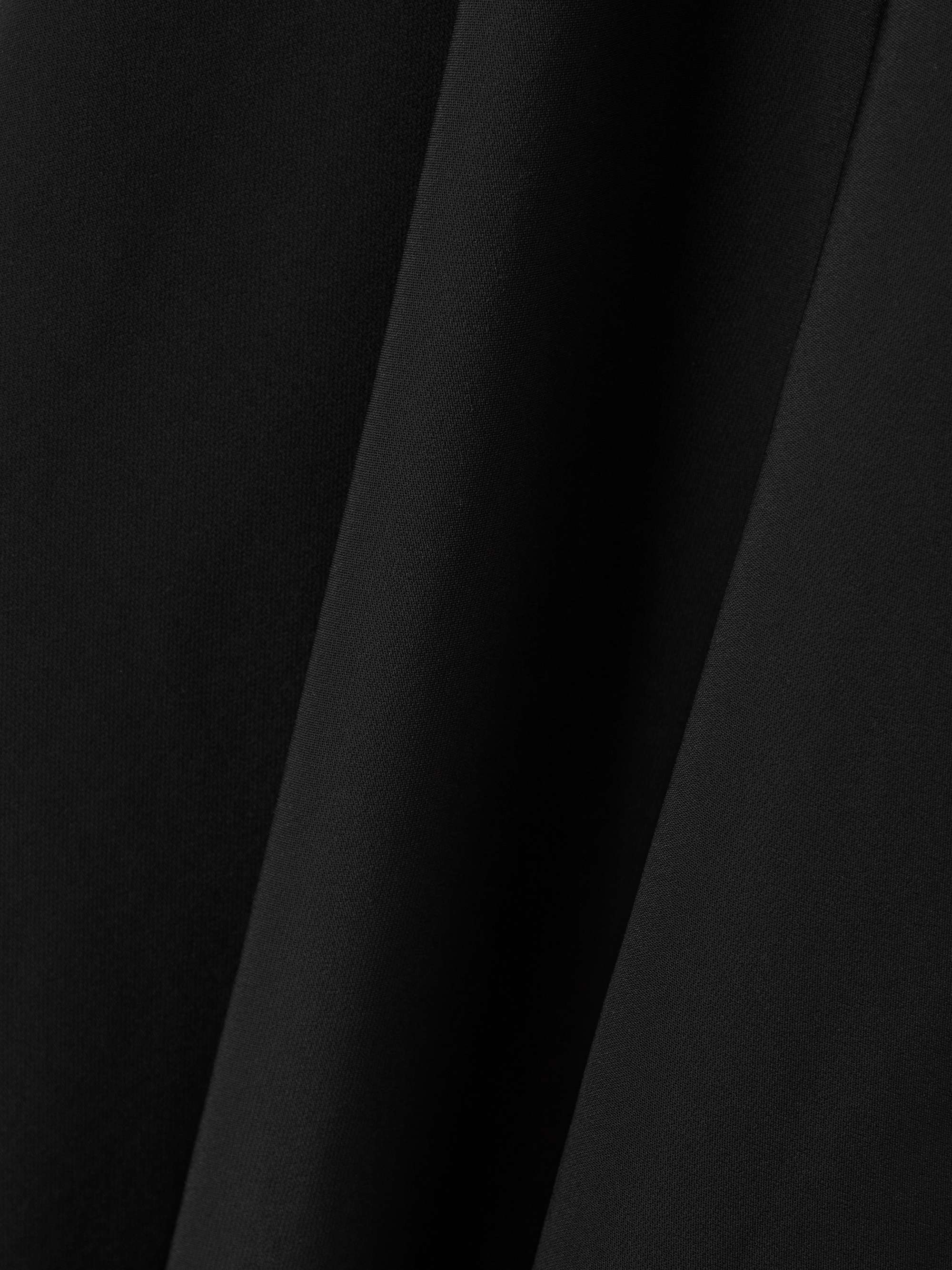 Asymmetric draped leather-trimmed cady midi dress view