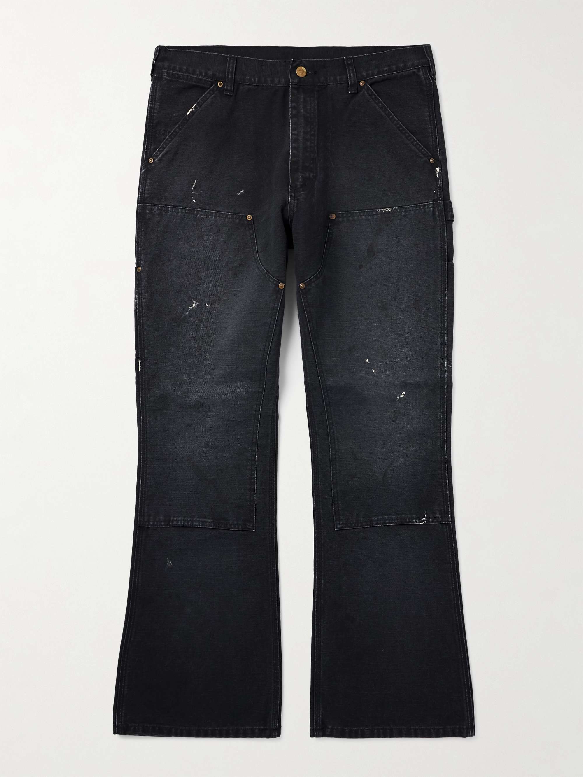 Bootcut Double-Knee Paint-Splattered Cotton-Canvas Trousers view