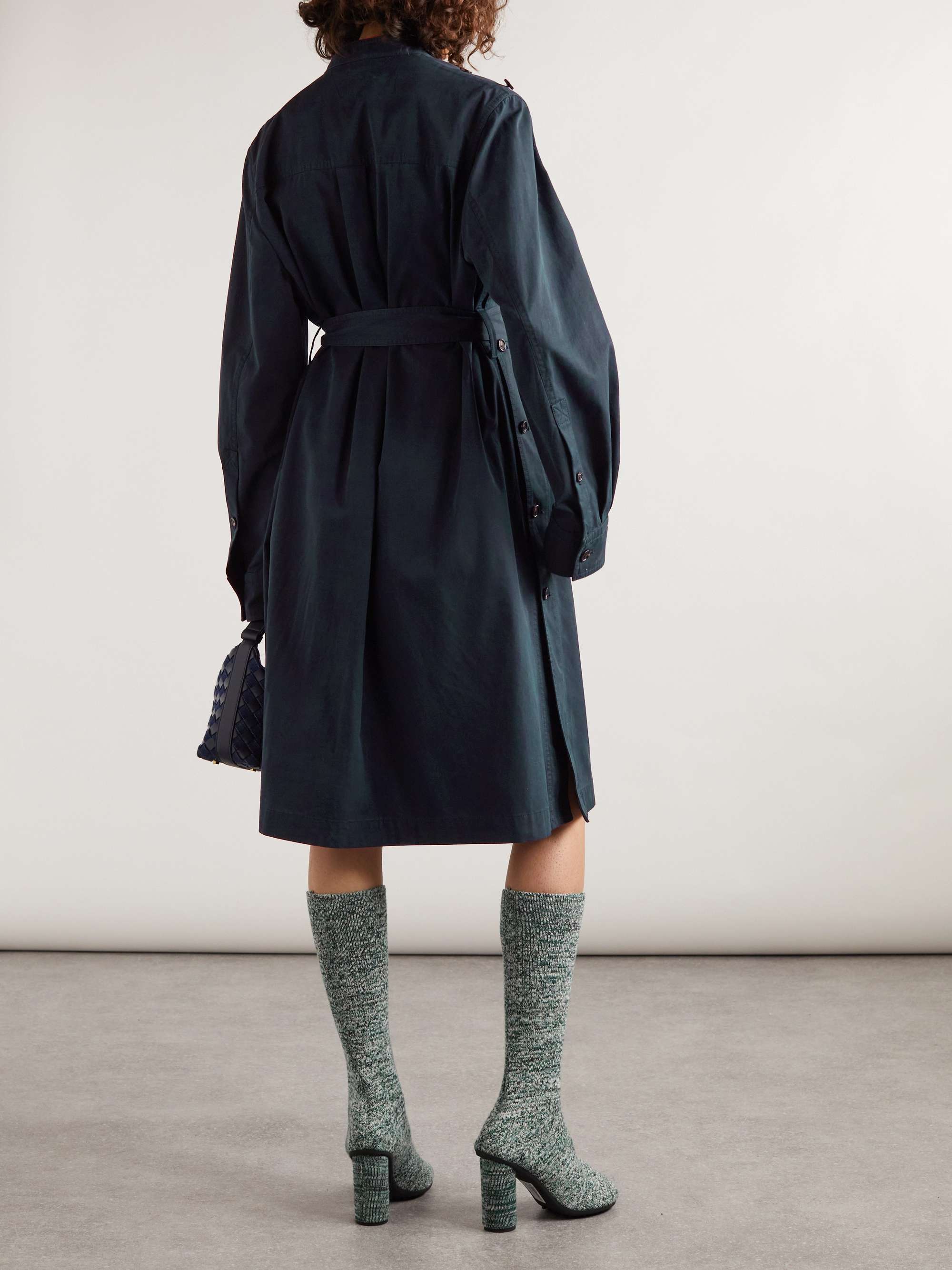 Belted cotton-twill midi dress view