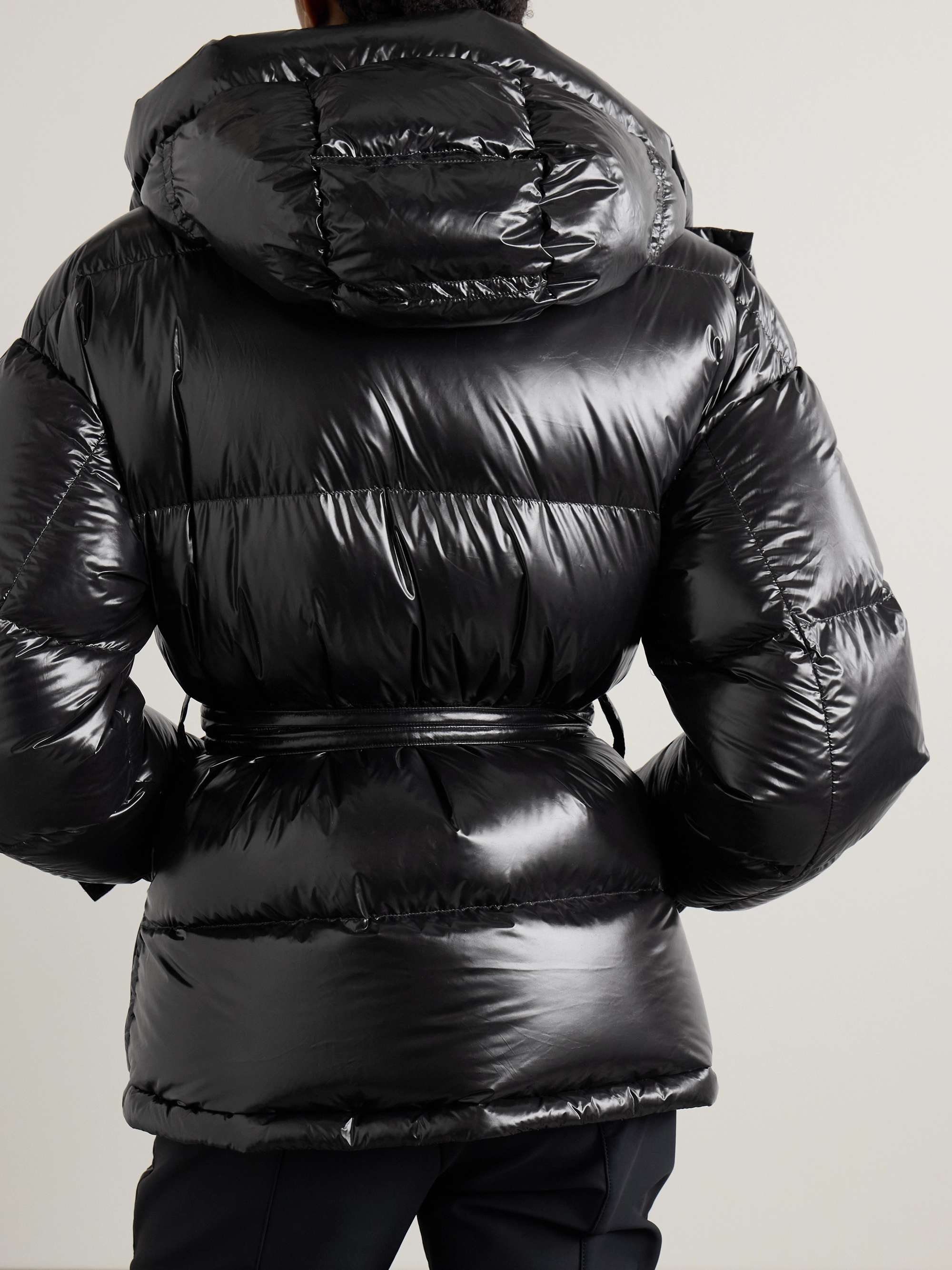 Maya hooded belted quilted glossed-shell down ski jacket view