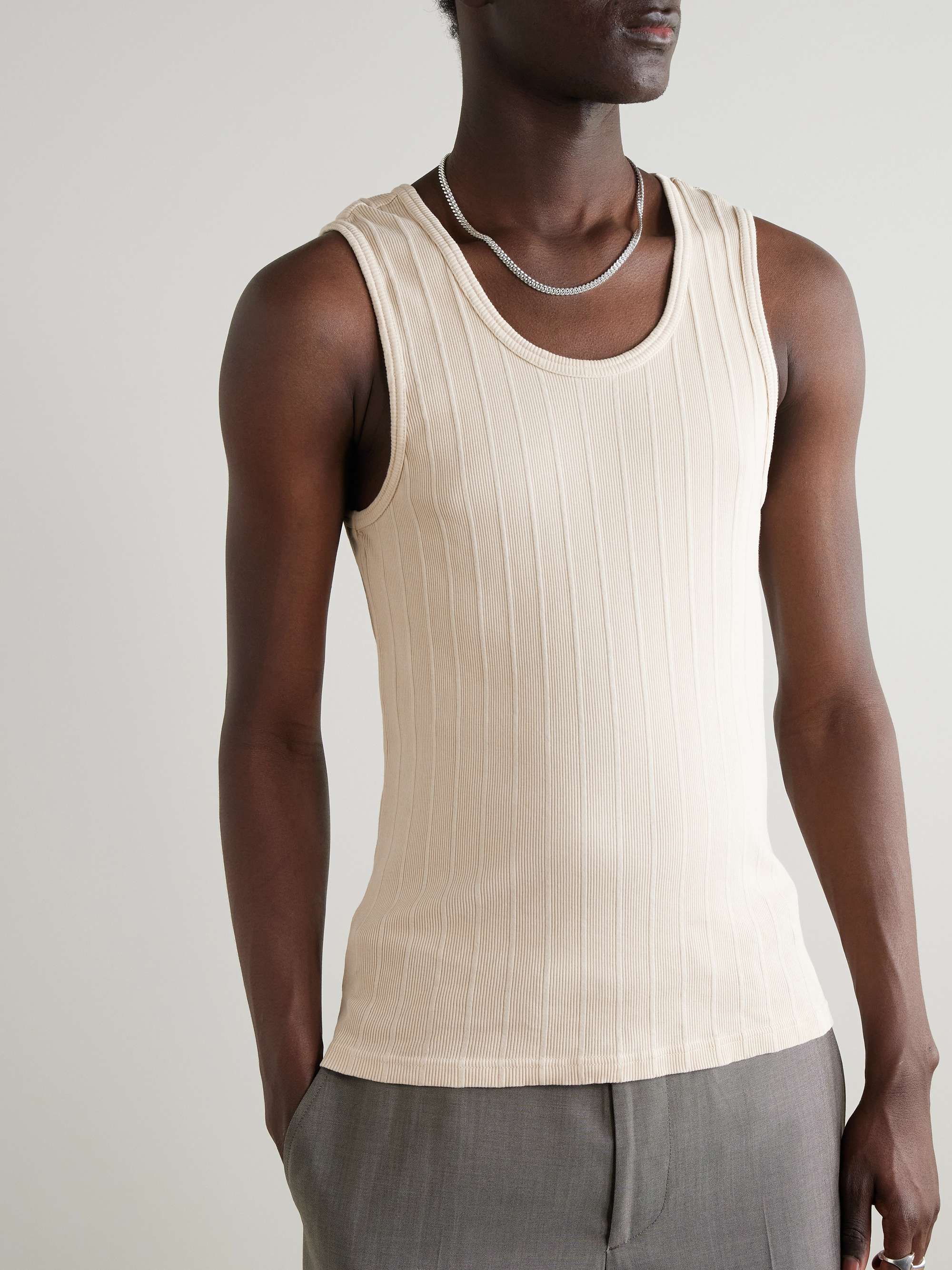 Set of Two Slim-Fit Ribbed Organic Cotton Tank Top view