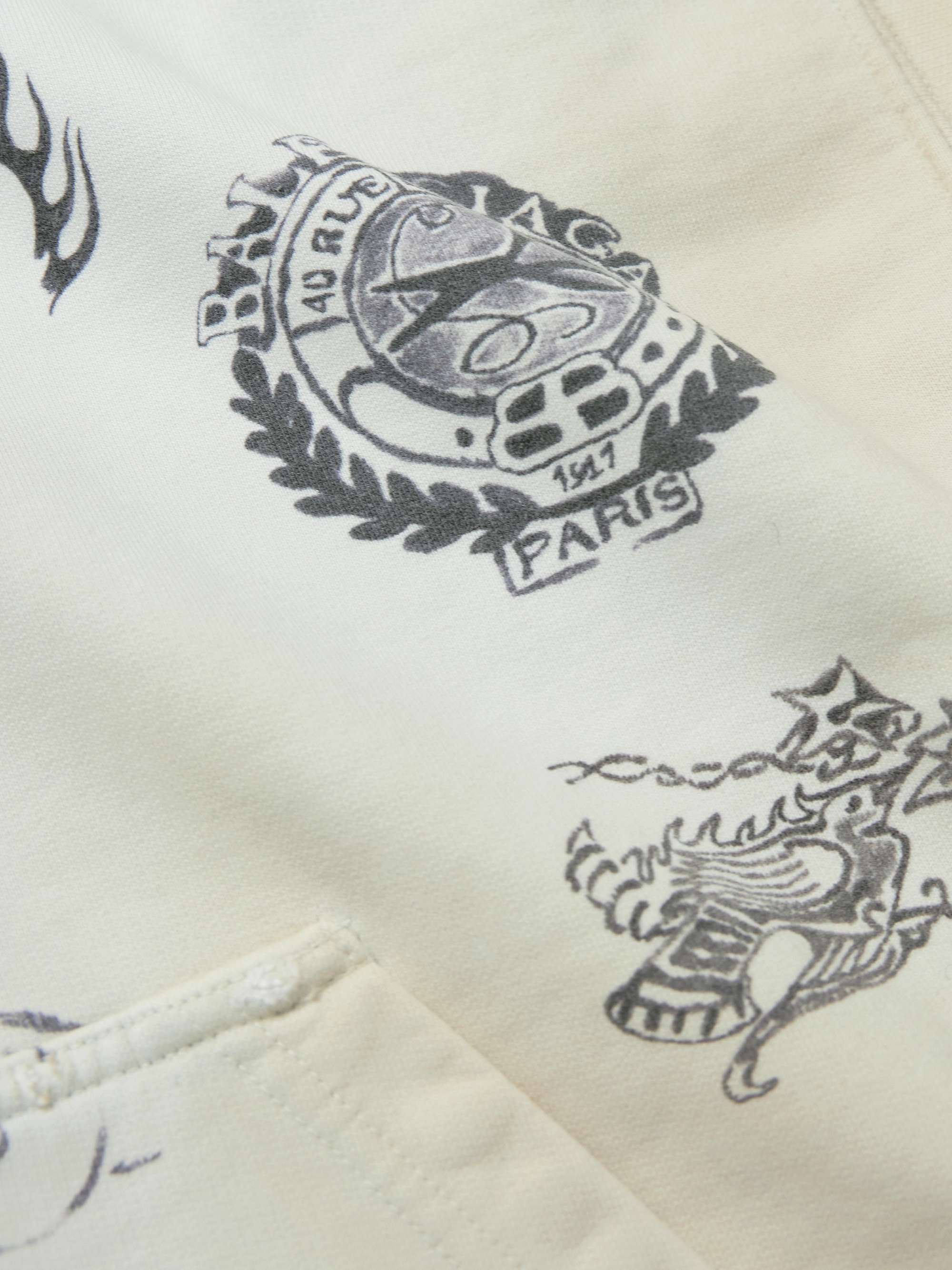 Tat Printed Distressed Cotton-Jersey Zip-Up Hoodie view
