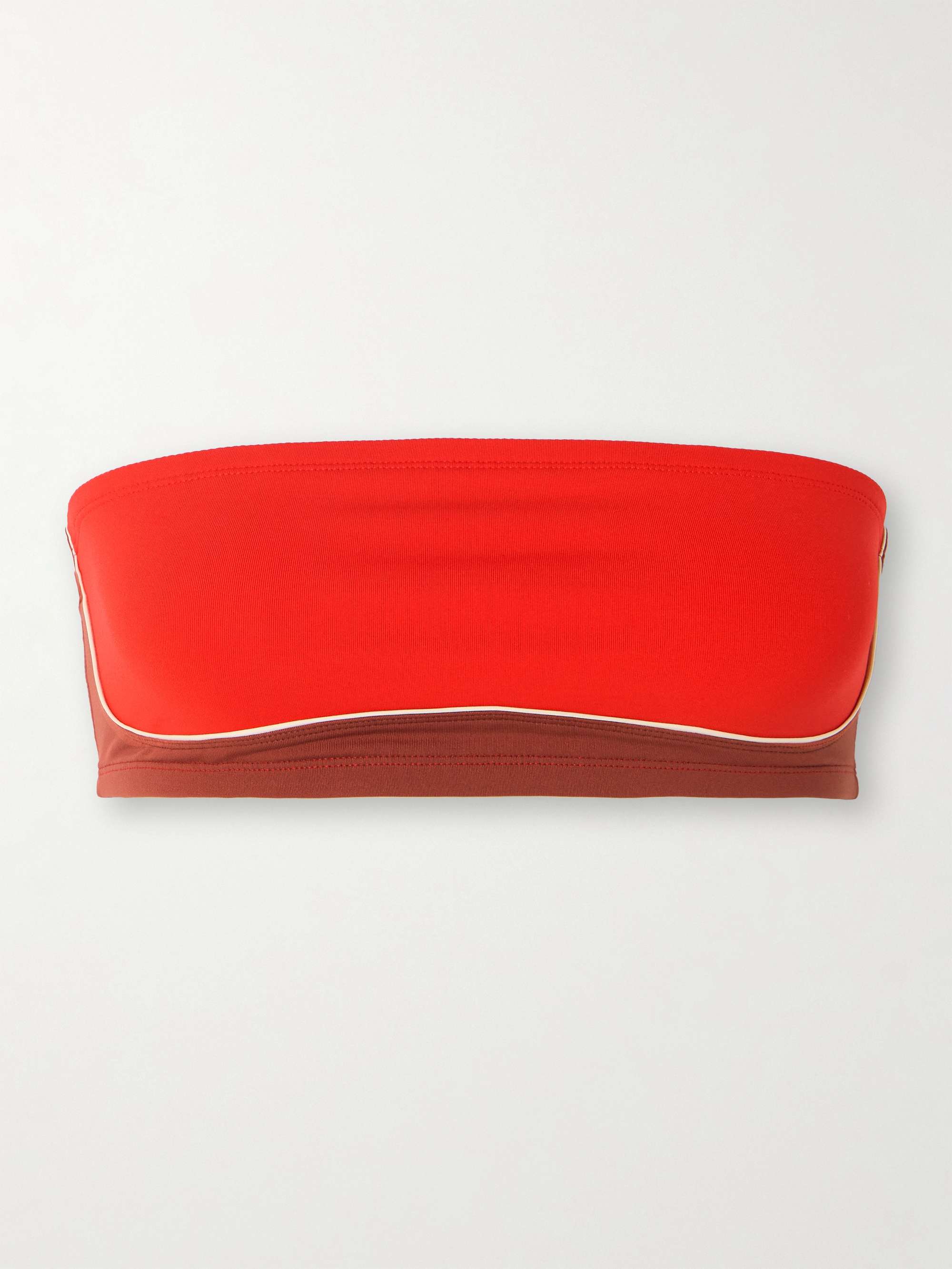 Club strapless color-block bikini top view