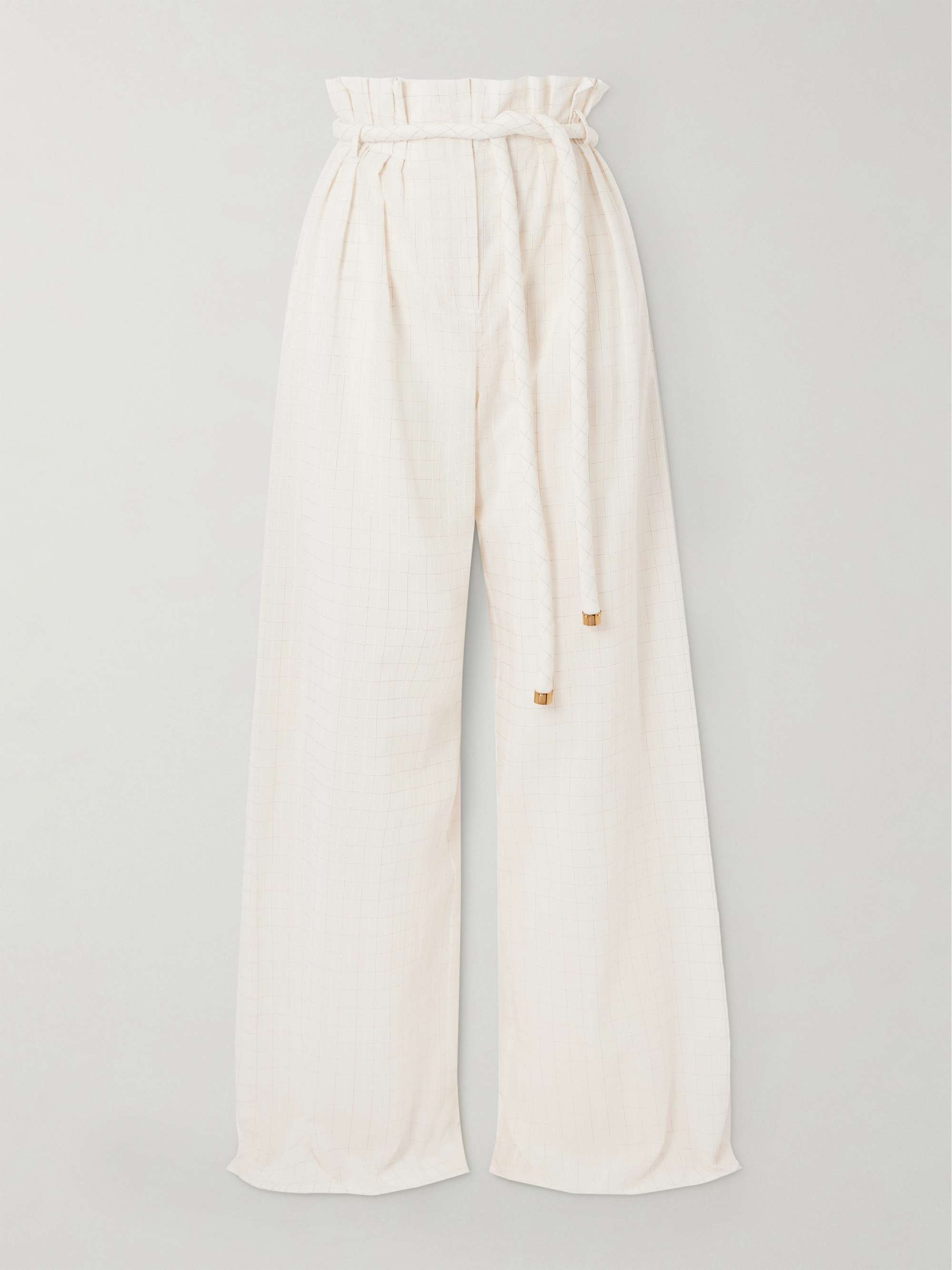Tristin belted checked cotton-blend wide-leg pants view