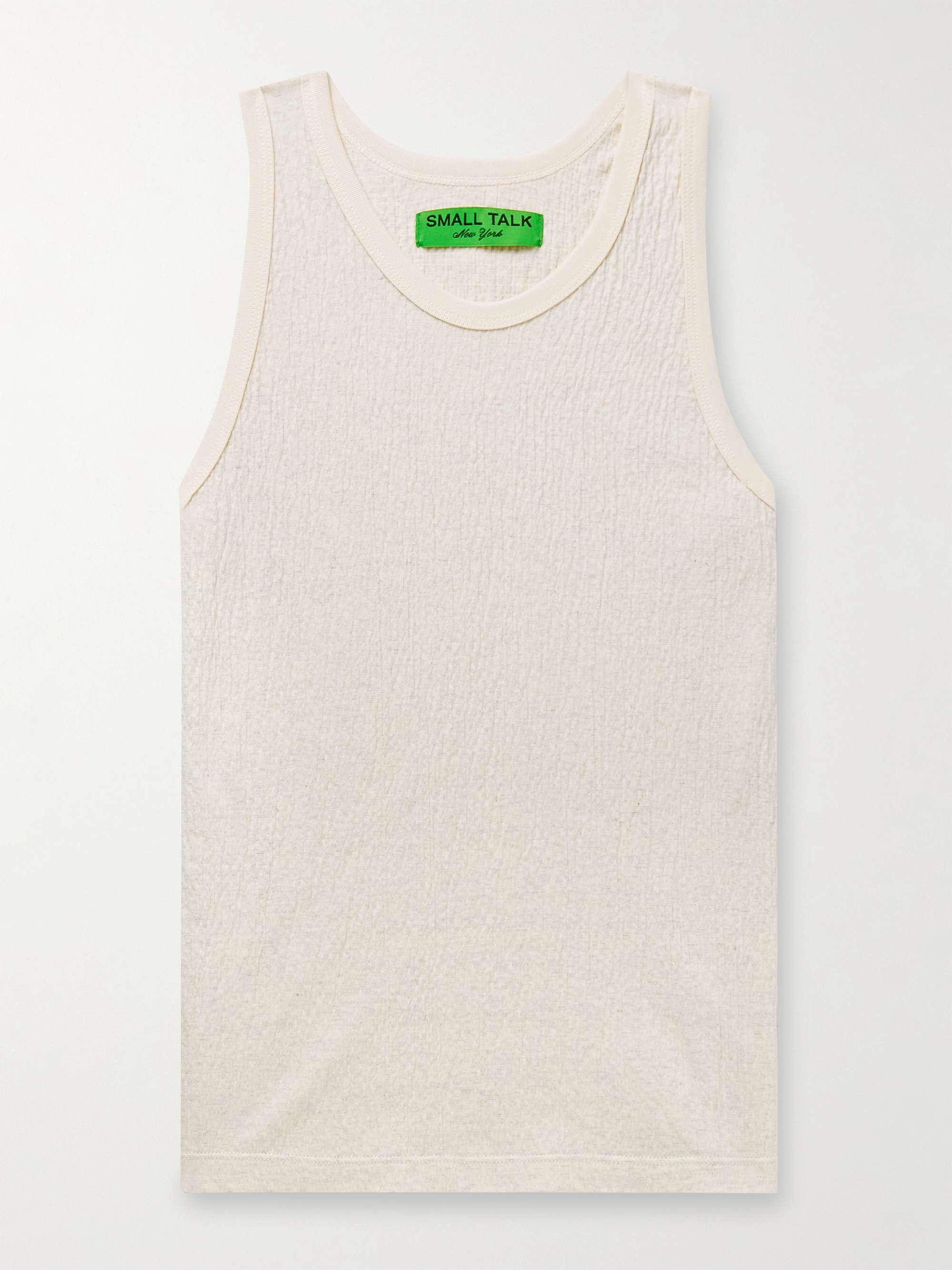 Crinkled Slim-Fit Cotton-Jersey Tank Top view