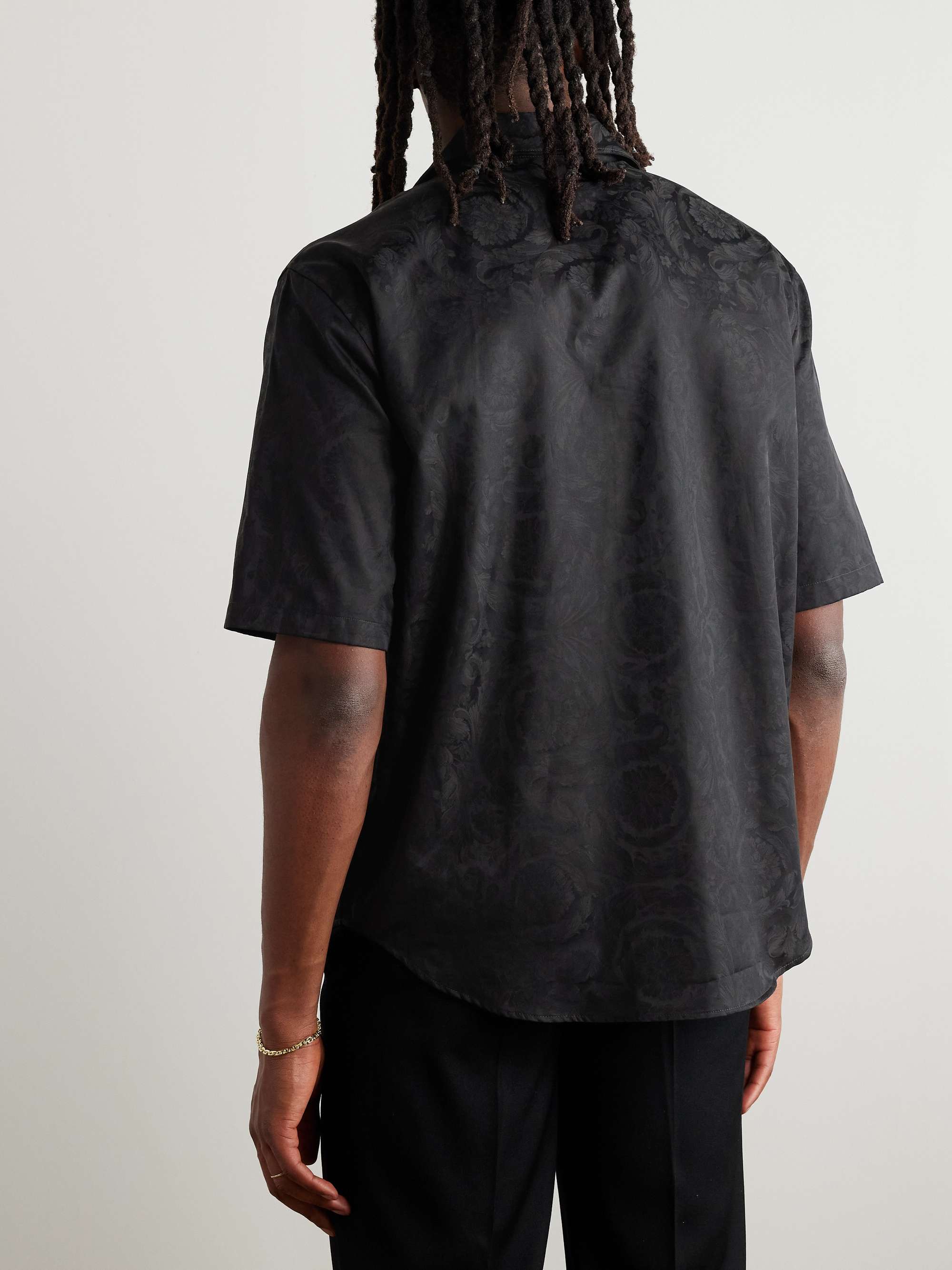 Camp-Collar Logo-Jacquard Cotton-Poplin Shirt view