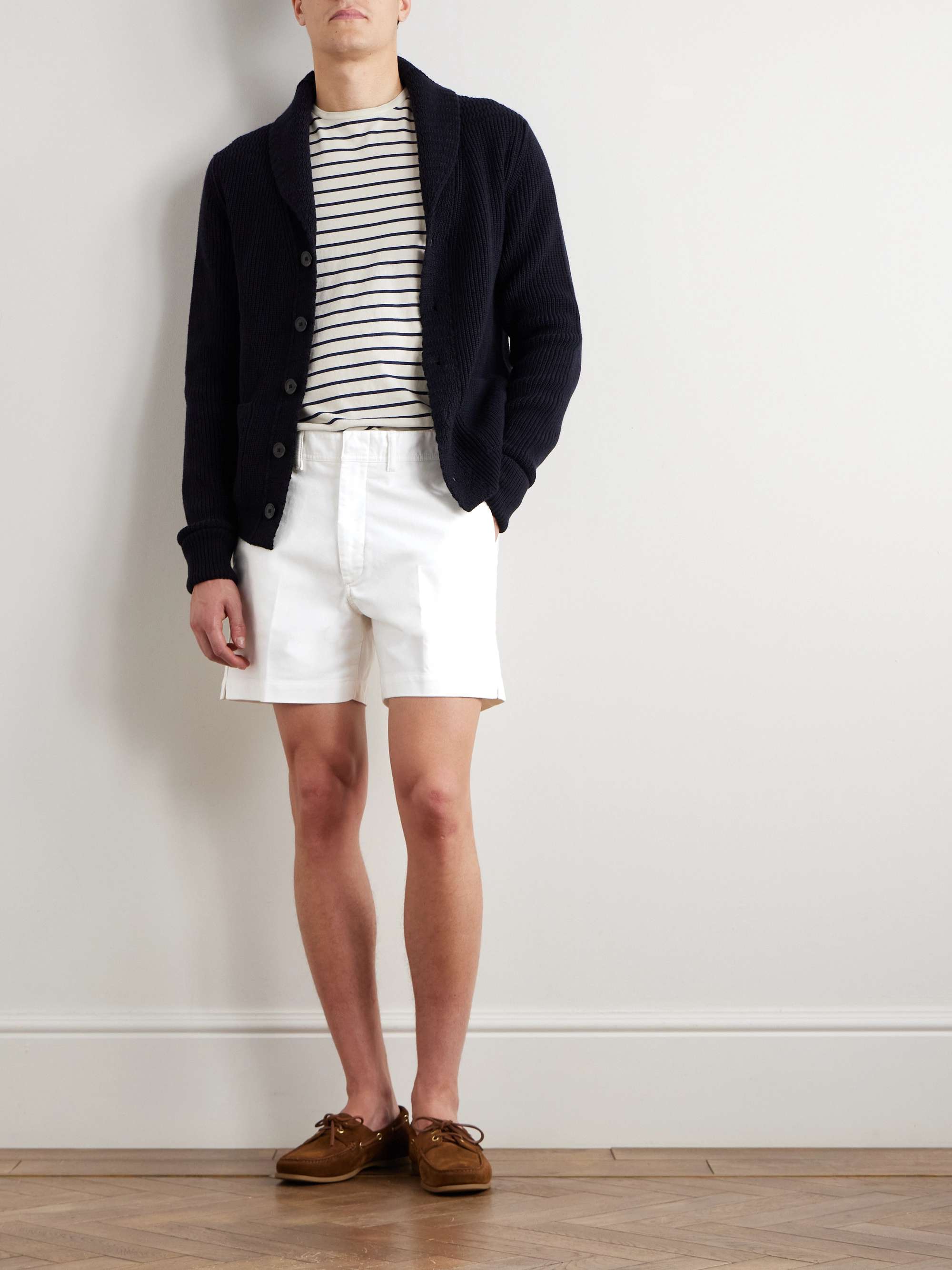 Slim-Fit Straight-Leg Brushed Cotton-Twill Shorts view