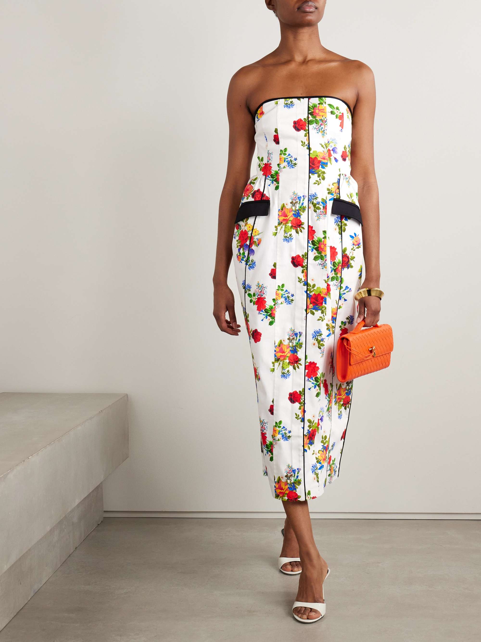 Maryan strapless floral-print cotton-blend poplin midi dress view